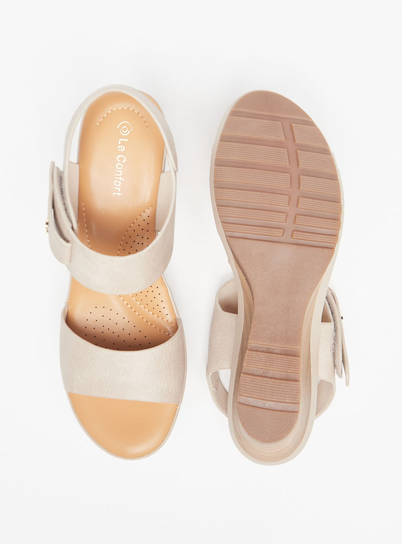 Le Confort Strappy Wedge Heel Sandals with Hook and Loop Closure-women-shoes-heels-image-4