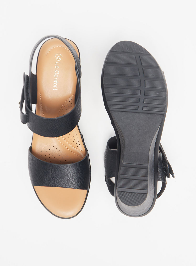 Le Confort Strappy Wedge Heel Sandals with Hook and Loop Closure-women-shoes-heels-image-4