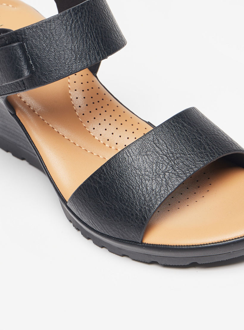 Le Confort Strappy Wedge Heel Sandals with Hook and Loop Closure-women-shoes-heels-image-5