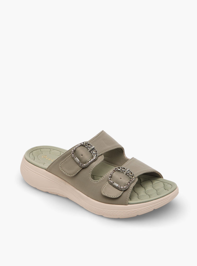 Le Confort Women Embellished Buckle Detail Comfort Slides-women-shoes-sandals-heeled-image-2