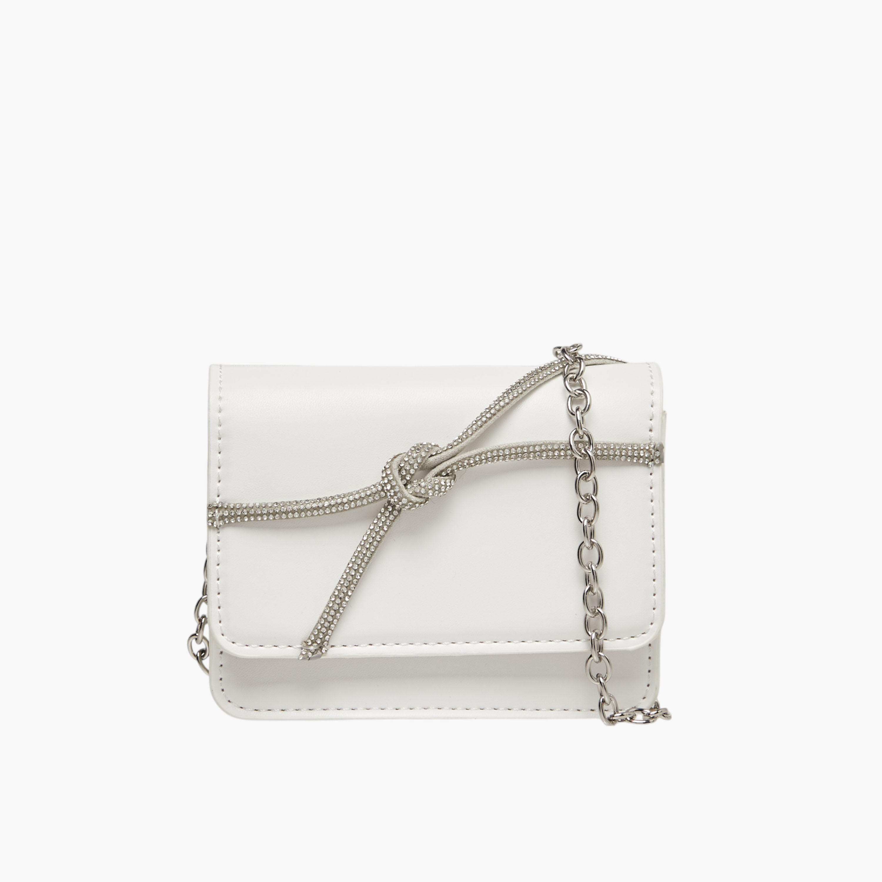 شنطة كروس بودي مزينة بحزام سلسلة وزر إغلاق من فلورا بيلا-girls-accessories-bags-image-1