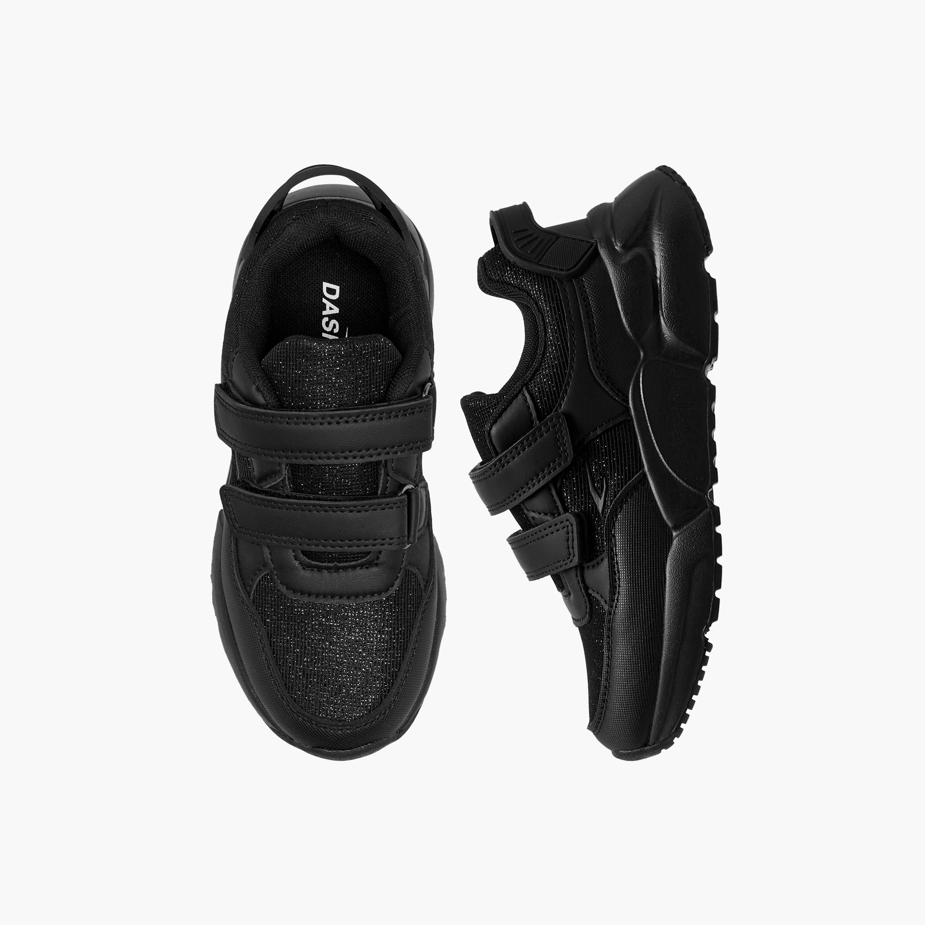 Dash Panelled School Shoes with Hook and Loop Closure-girls-shoes-schoolshoes-image-1