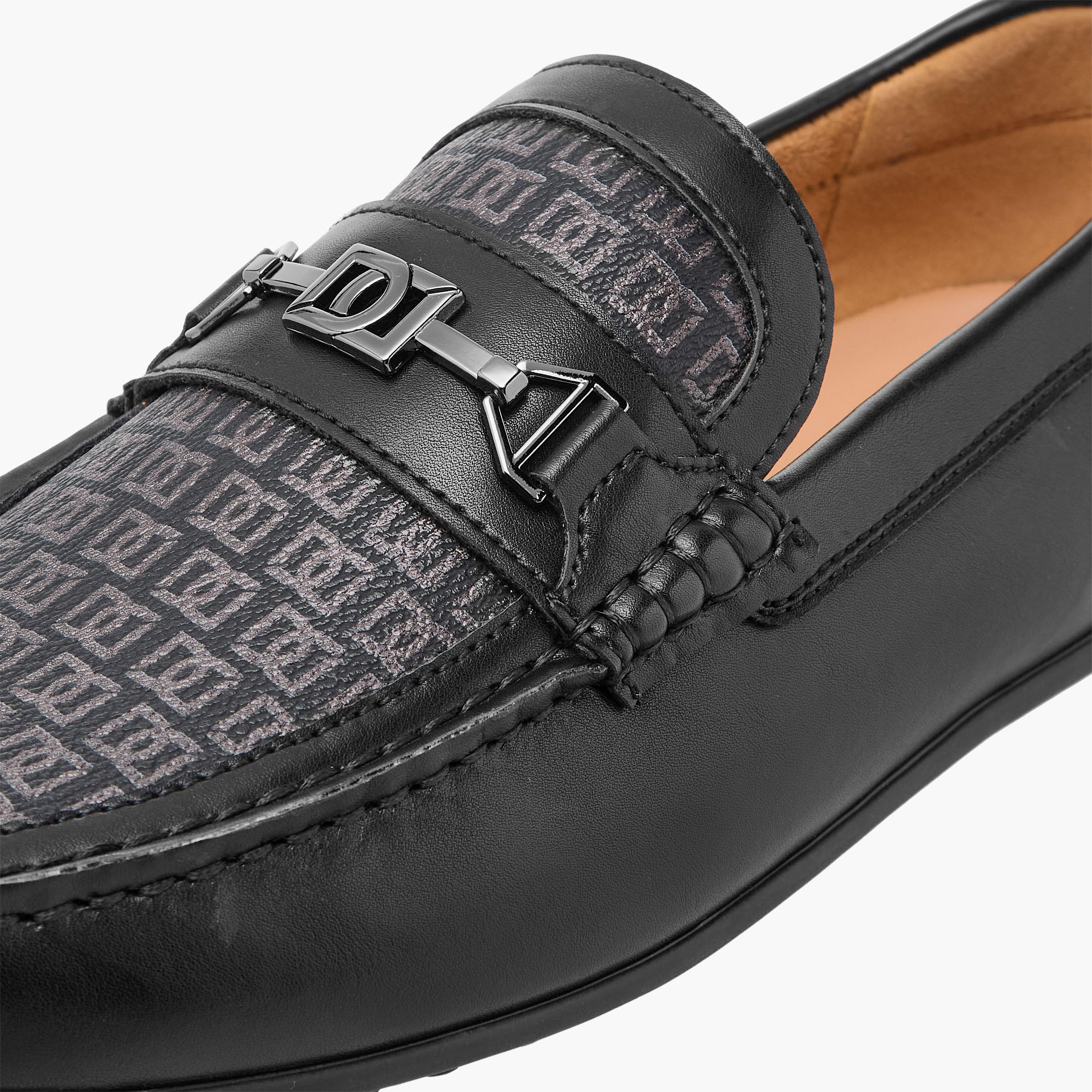 Duchini Men's Monogram Print Slip-On Moccasins-men-shoes-formalshoes-image-4