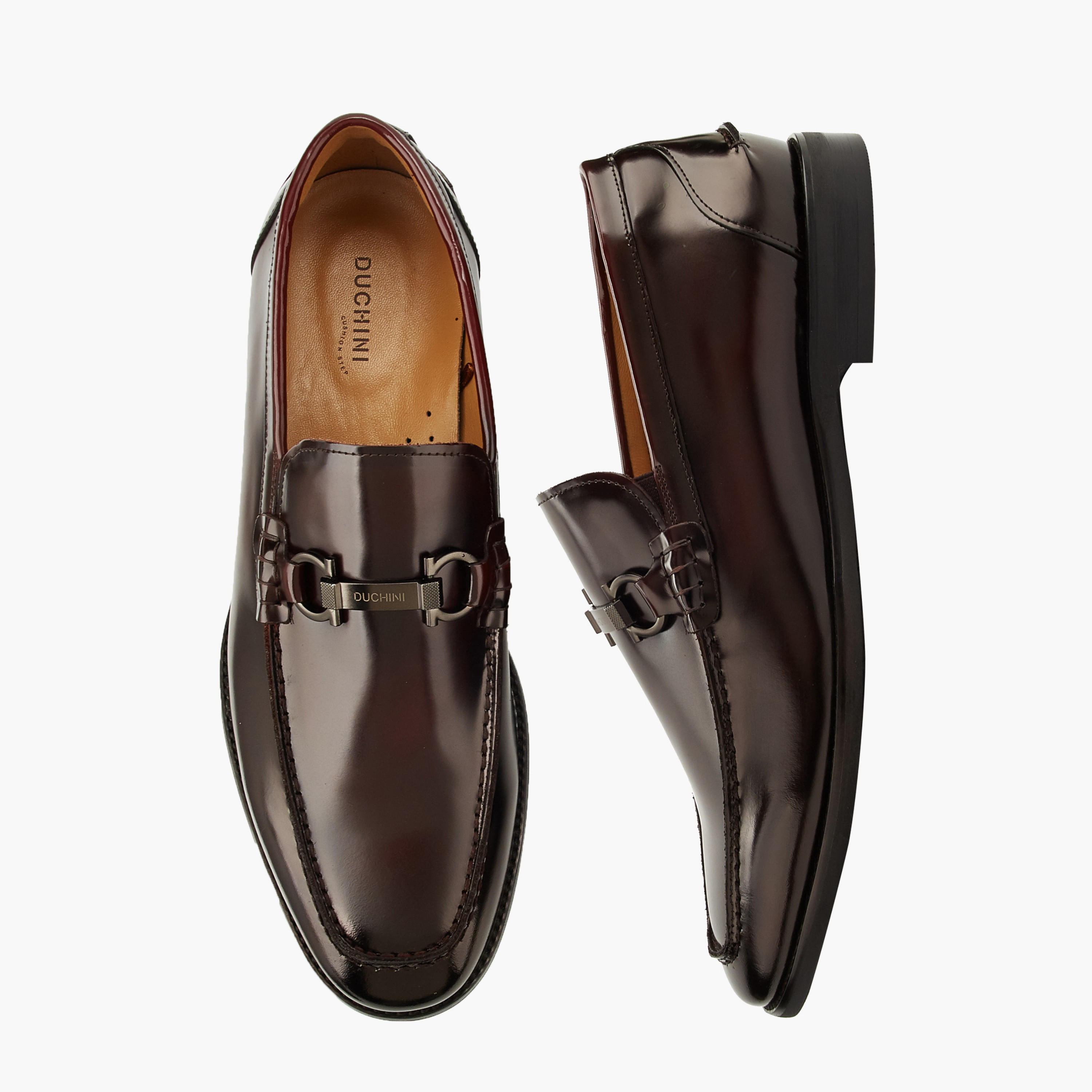 Duchini Men Leather Metallic Accent Loafers-men-shoes-formalshoes-image-1