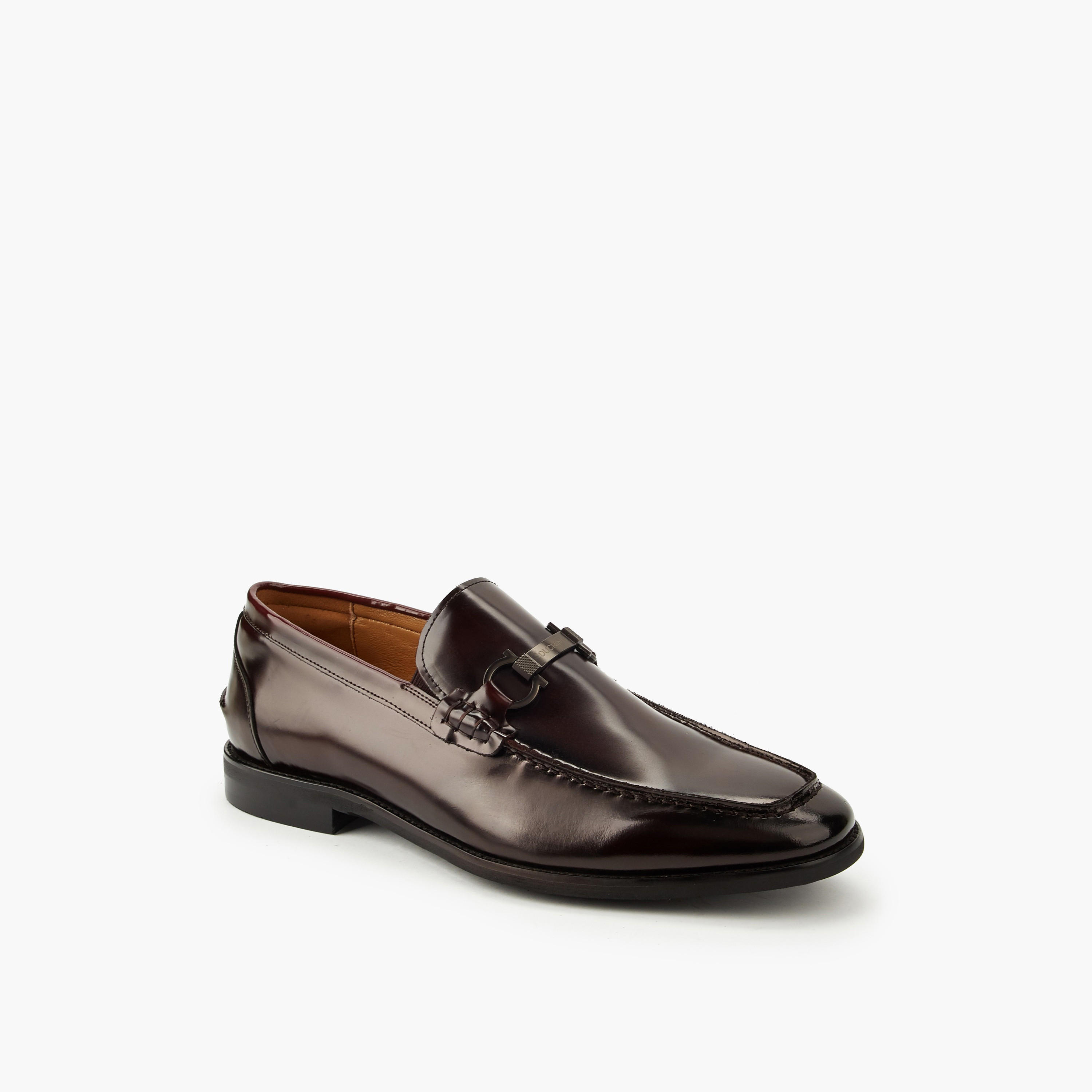 Duchini Men Leather Metallic Accent Loafers-men-shoes-formalshoes-image-2