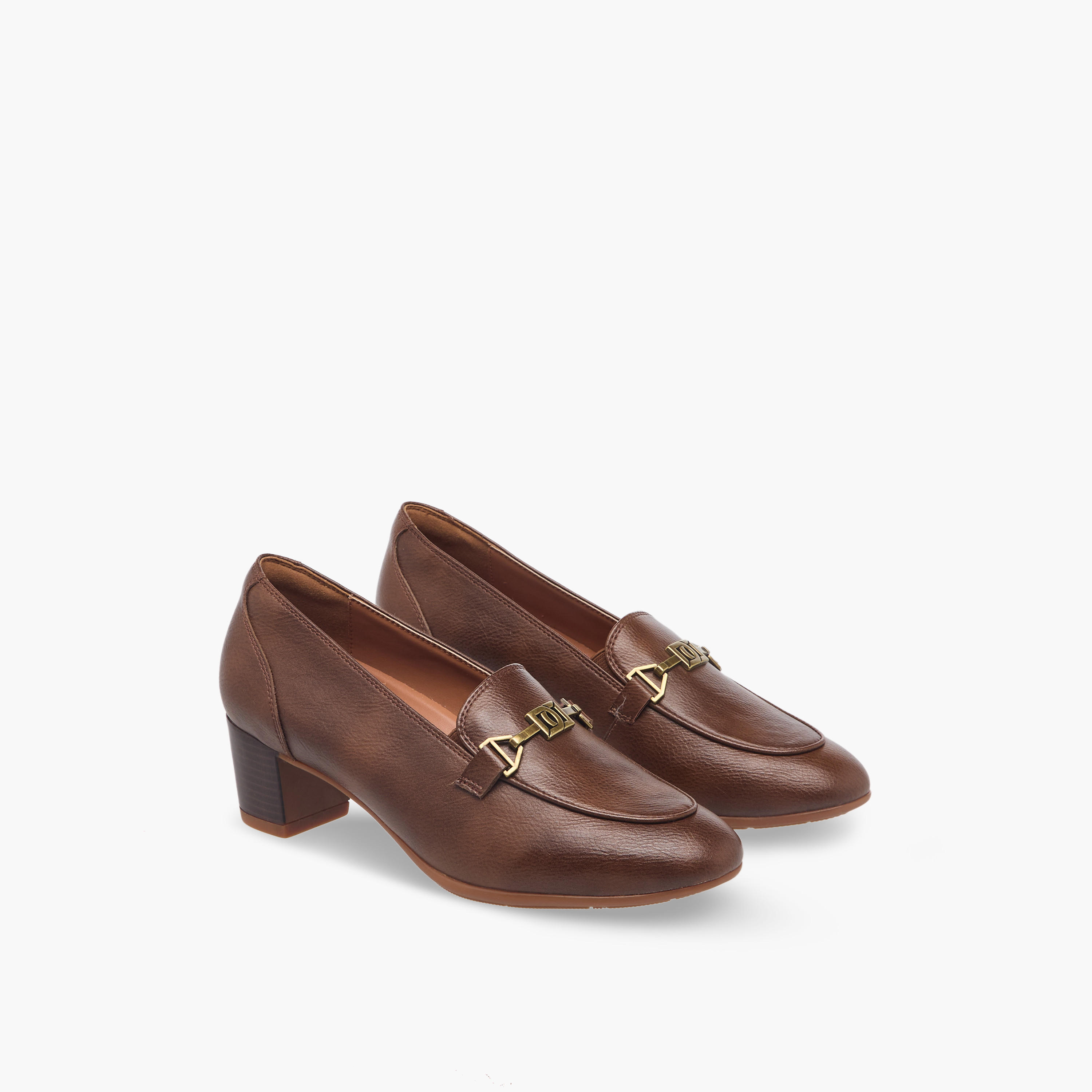 Duchini Women Metal Accent Block Heel Loafers-women-shoes-flats-loafers-image-1