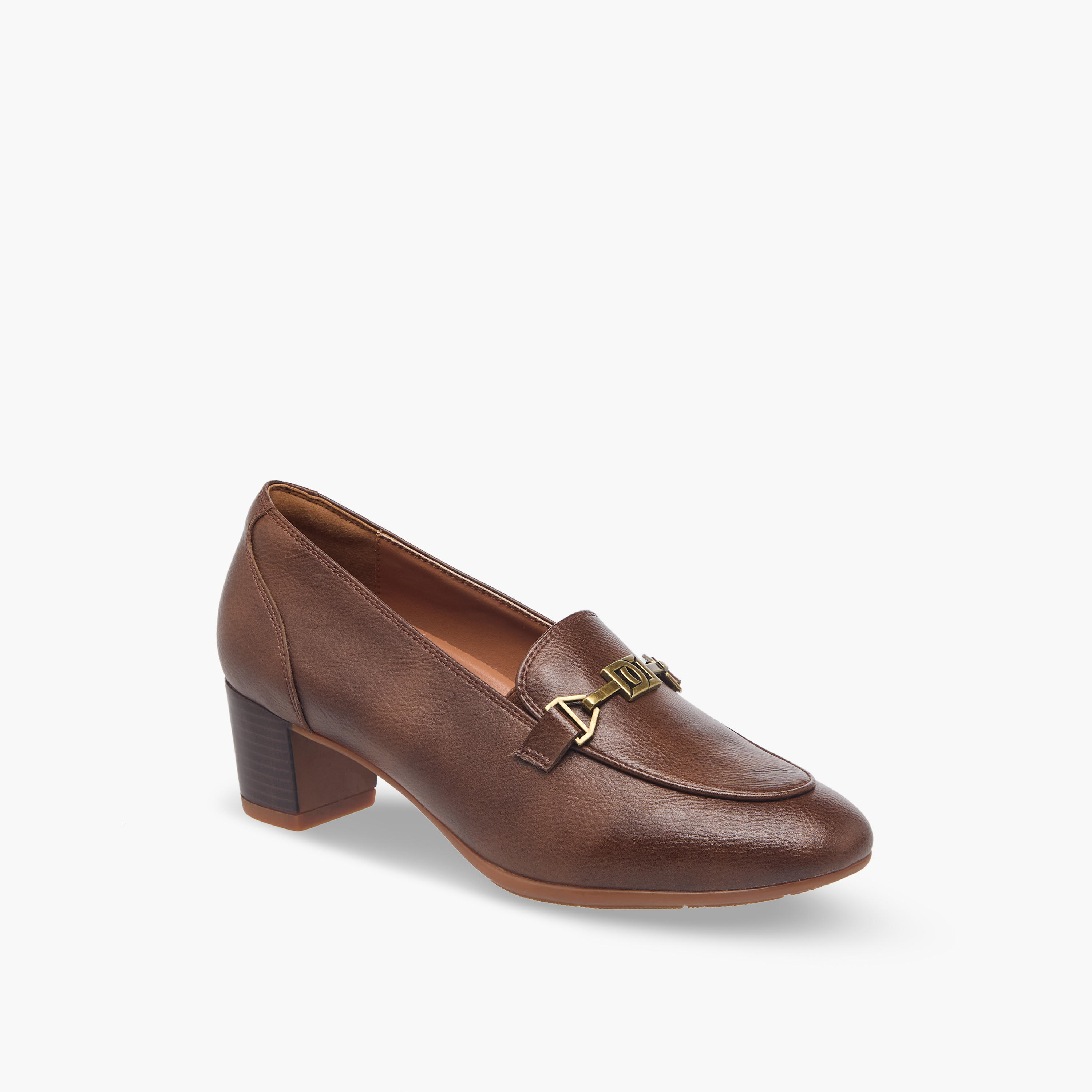 Duchini Women Metal Accent Block Heel Loafers-women-shoes-flats-loafers-image-2