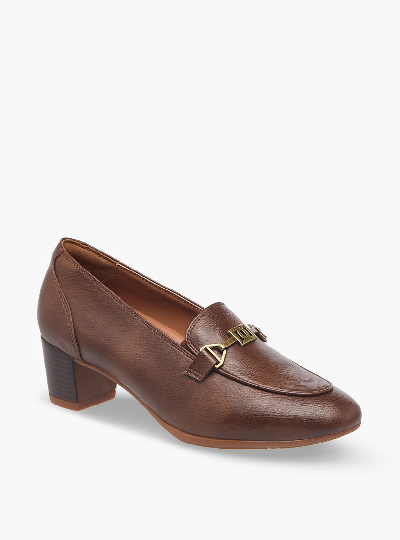 Duchini Women Metal Accent Block Heel Loafers-women-shoes-flats-loafers-image-2