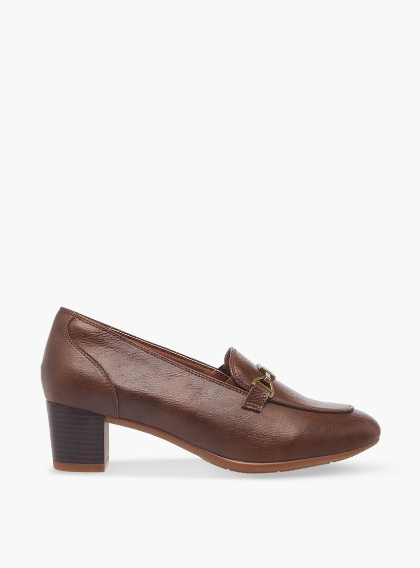 Duchini Women Metal Accent Block Heel Loafers-women-shoes-flats-loafers-image-3