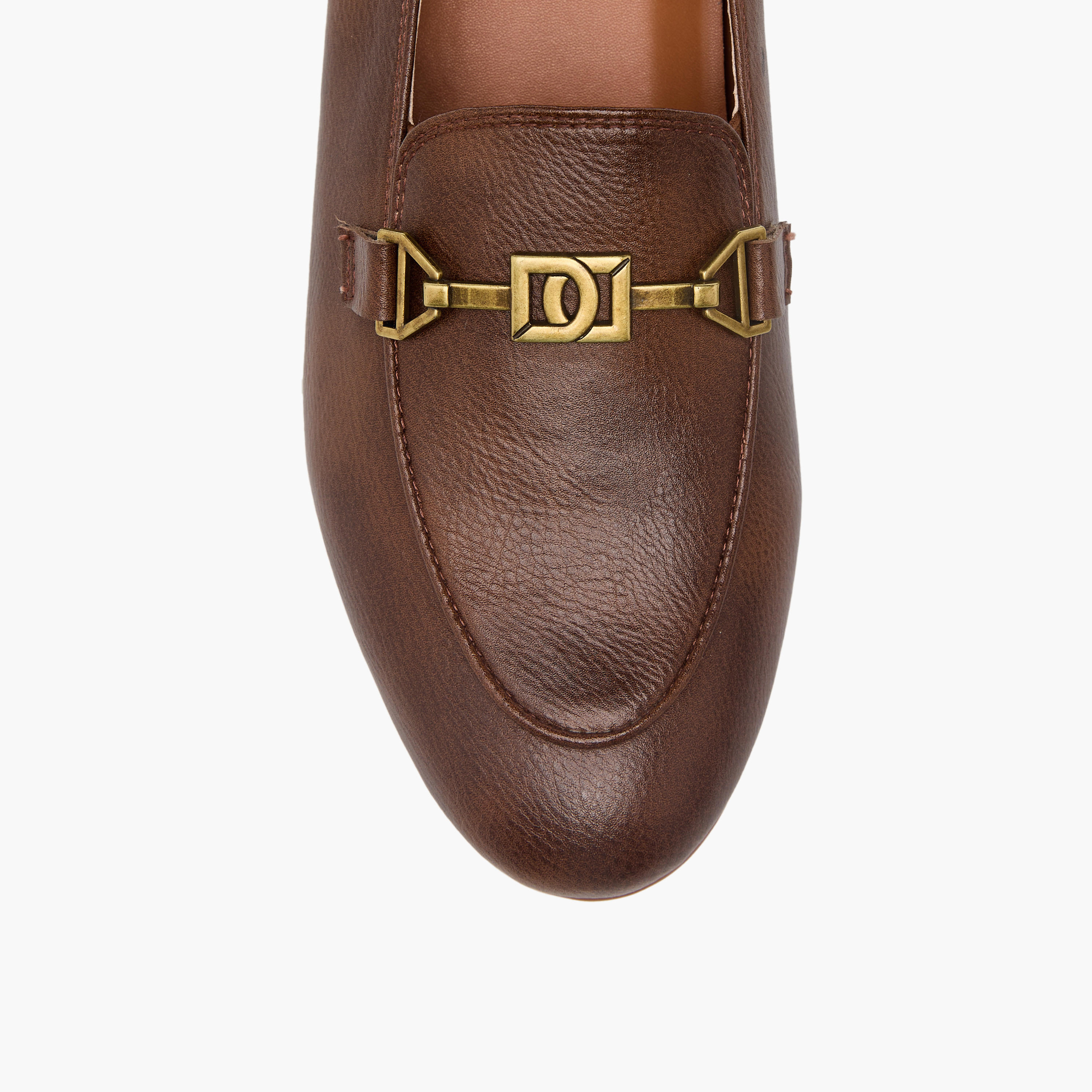 Duchini Women Metal Accent Block Heel Loafers-women-shoes-flats-loafers-image-4