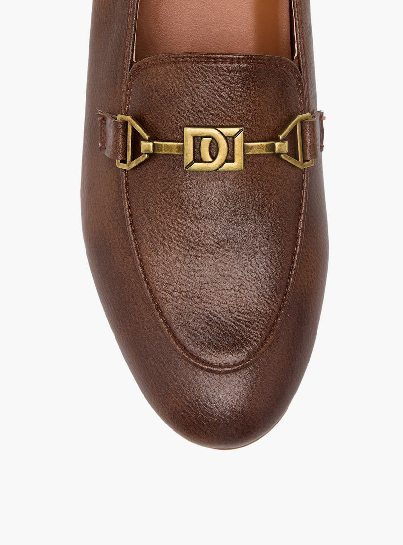 Duchini Women Metal Accent Block Heel Loafers-women-shoes-flats-loafers-image-4