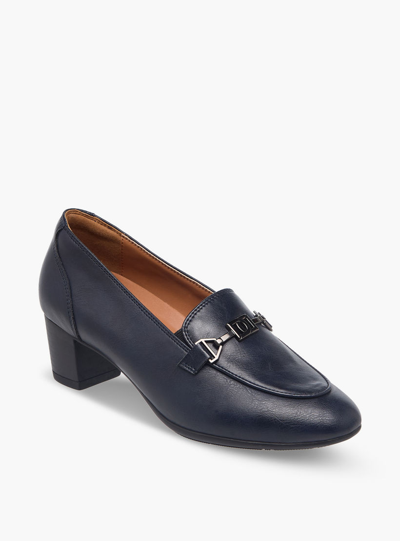 Duchini Women Metal Accent Block Heel Loafers-women-shoes-flats-loafers-image-2