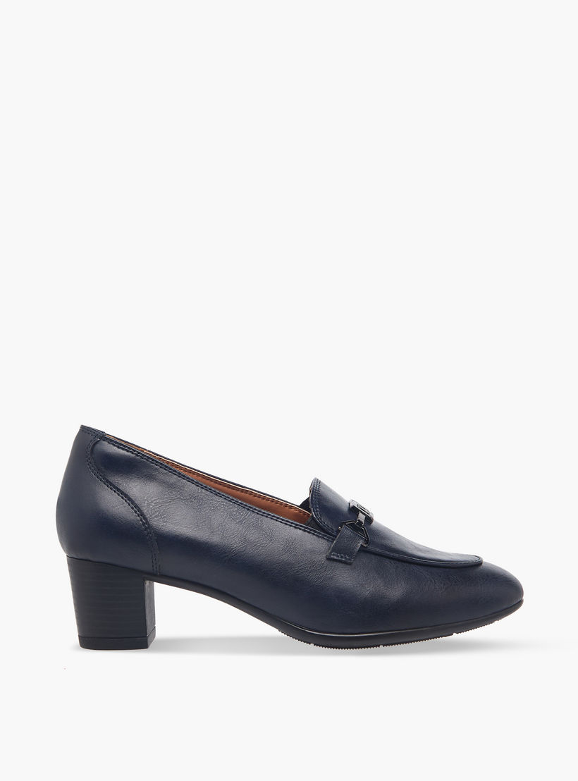 Duchini Women Metal Accent Block Heel Loafers-women-shoes-flats-loafers-image-3