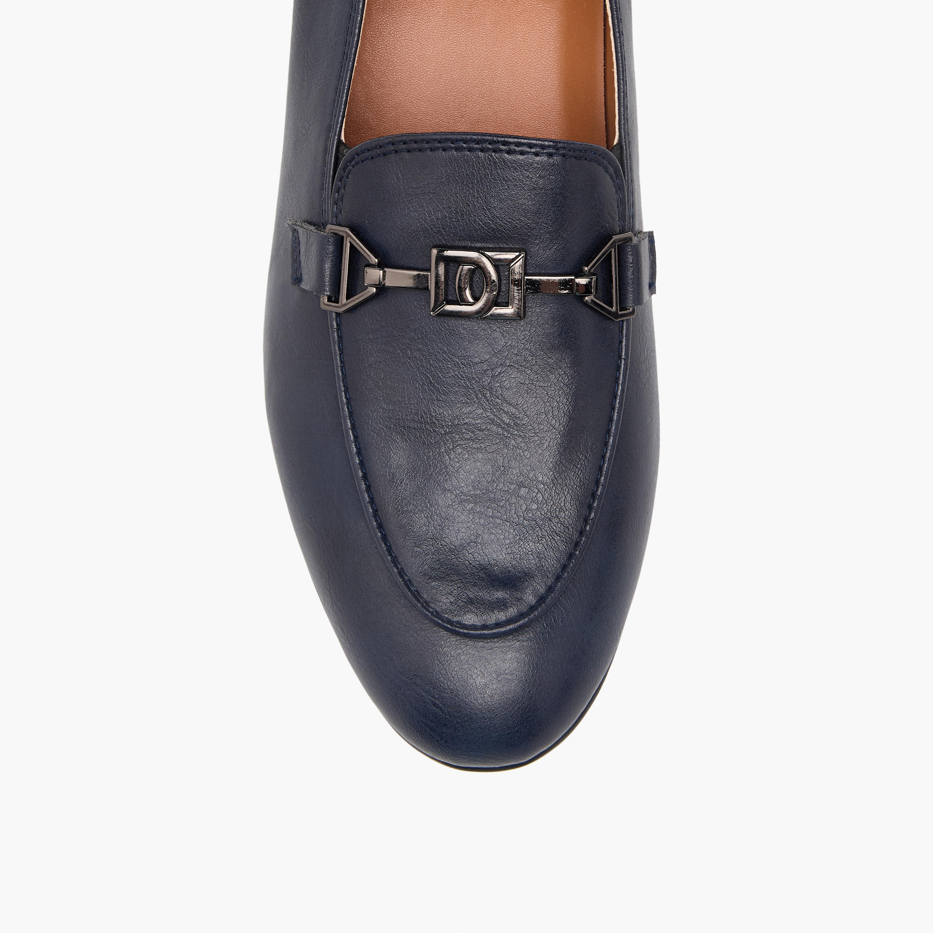 Duchini Women Metal Accent Block Heel Loafers-women-shoes-flats-loafers-image-4