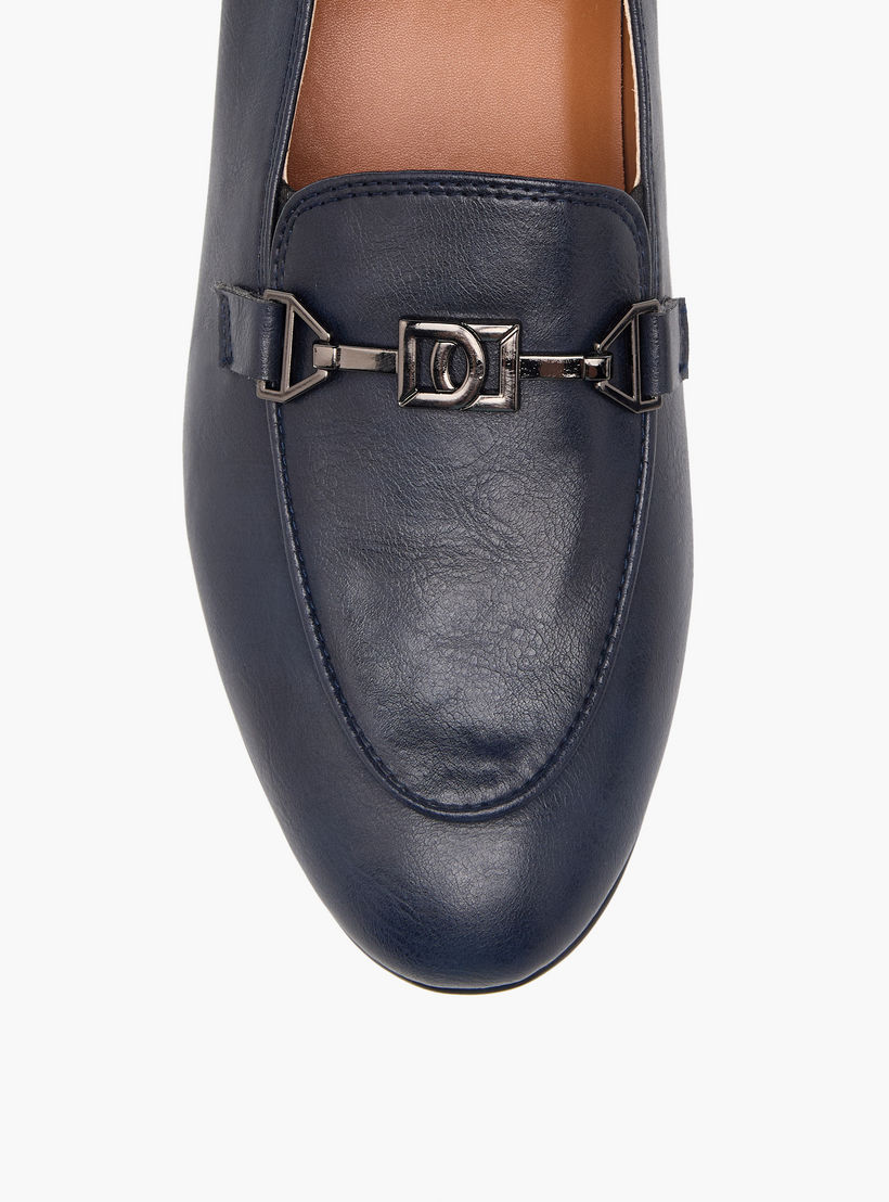 Duchini Women Metal Accent Block Heel Loafers-women-shoes-flats-loafers-image-4