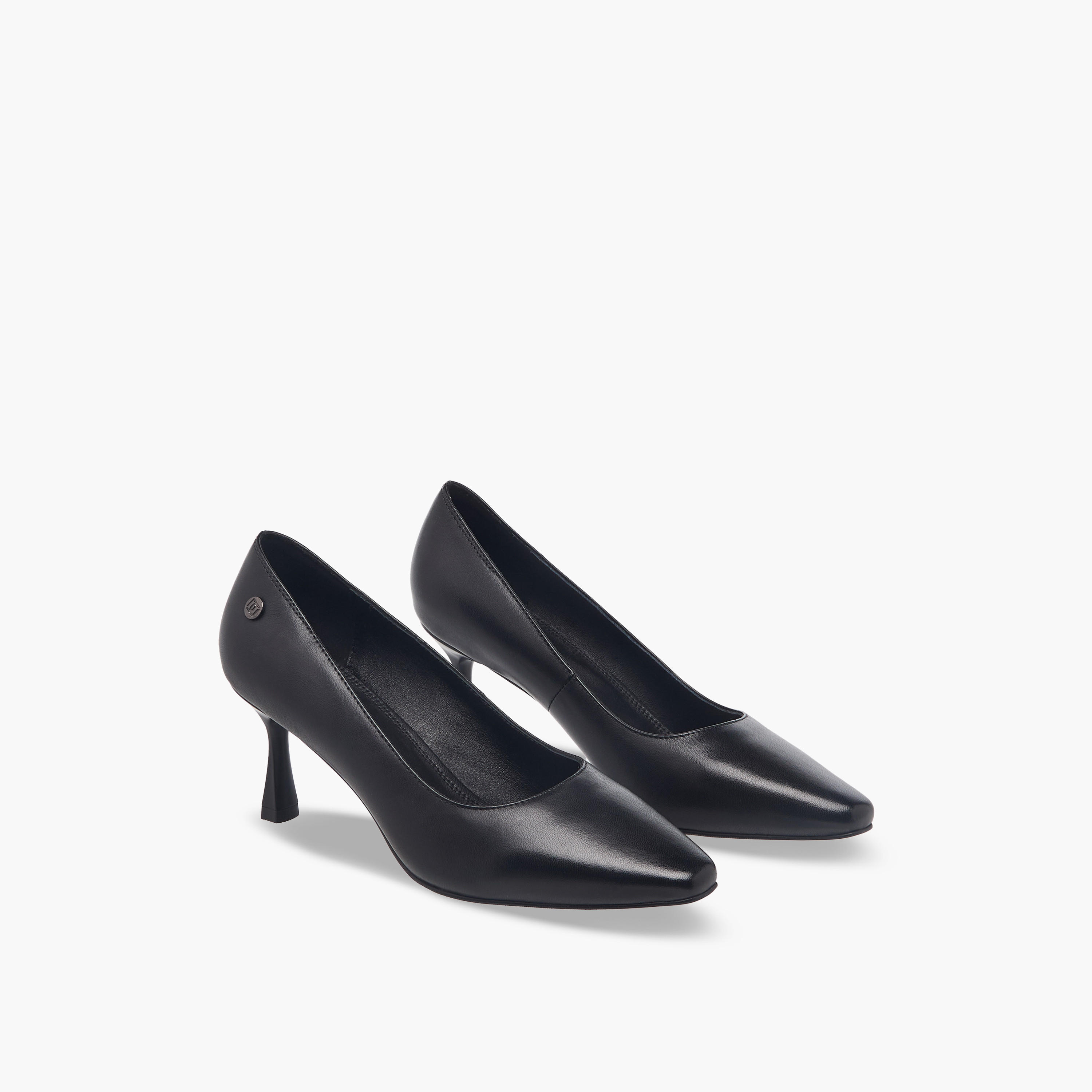 Duchini Women Flared Heel Leather Pumps-women-shoes-sandals-heeled-image-1