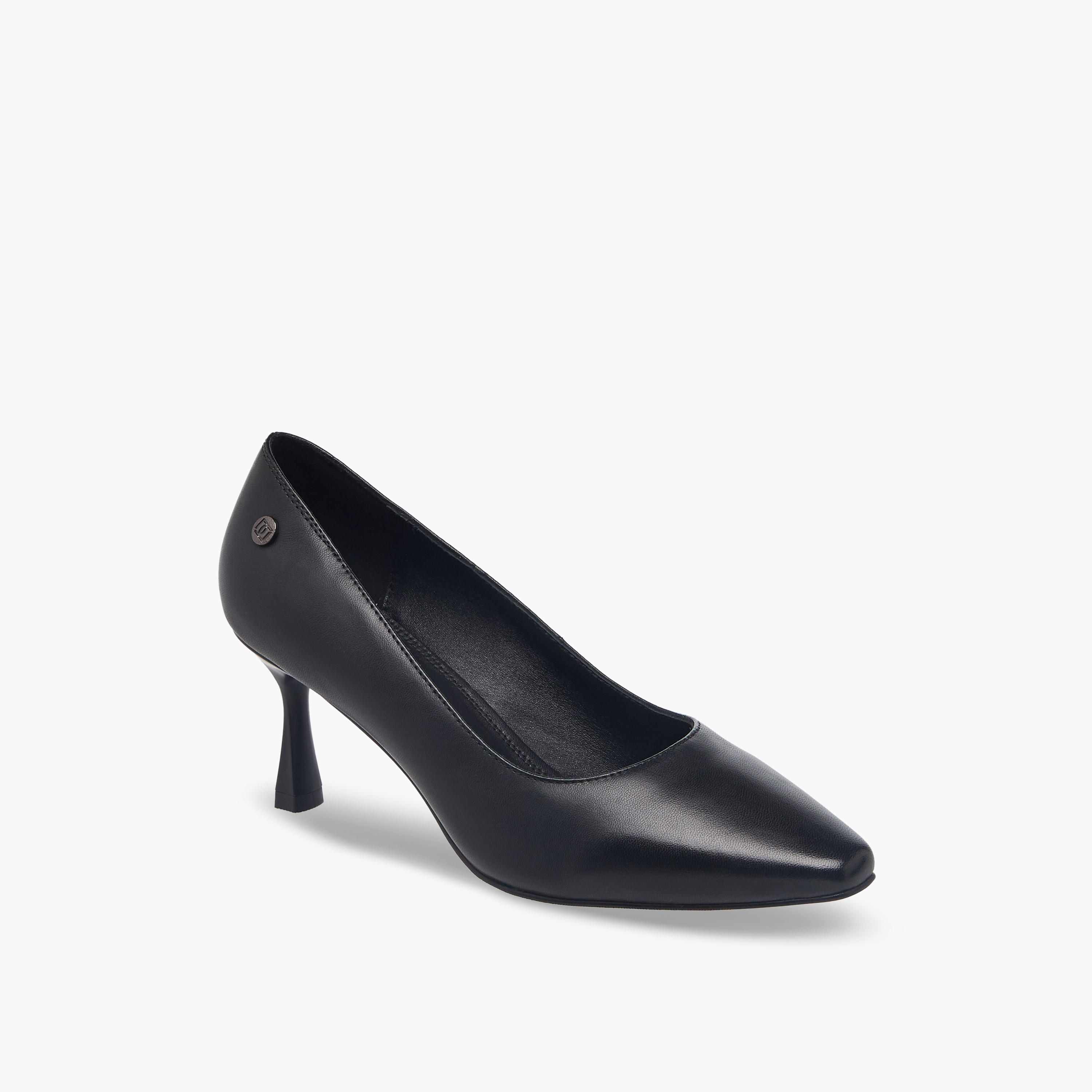 Duchini Women Flared Heel Leather Pumps-women-shoes-sandals-heeled-image-2