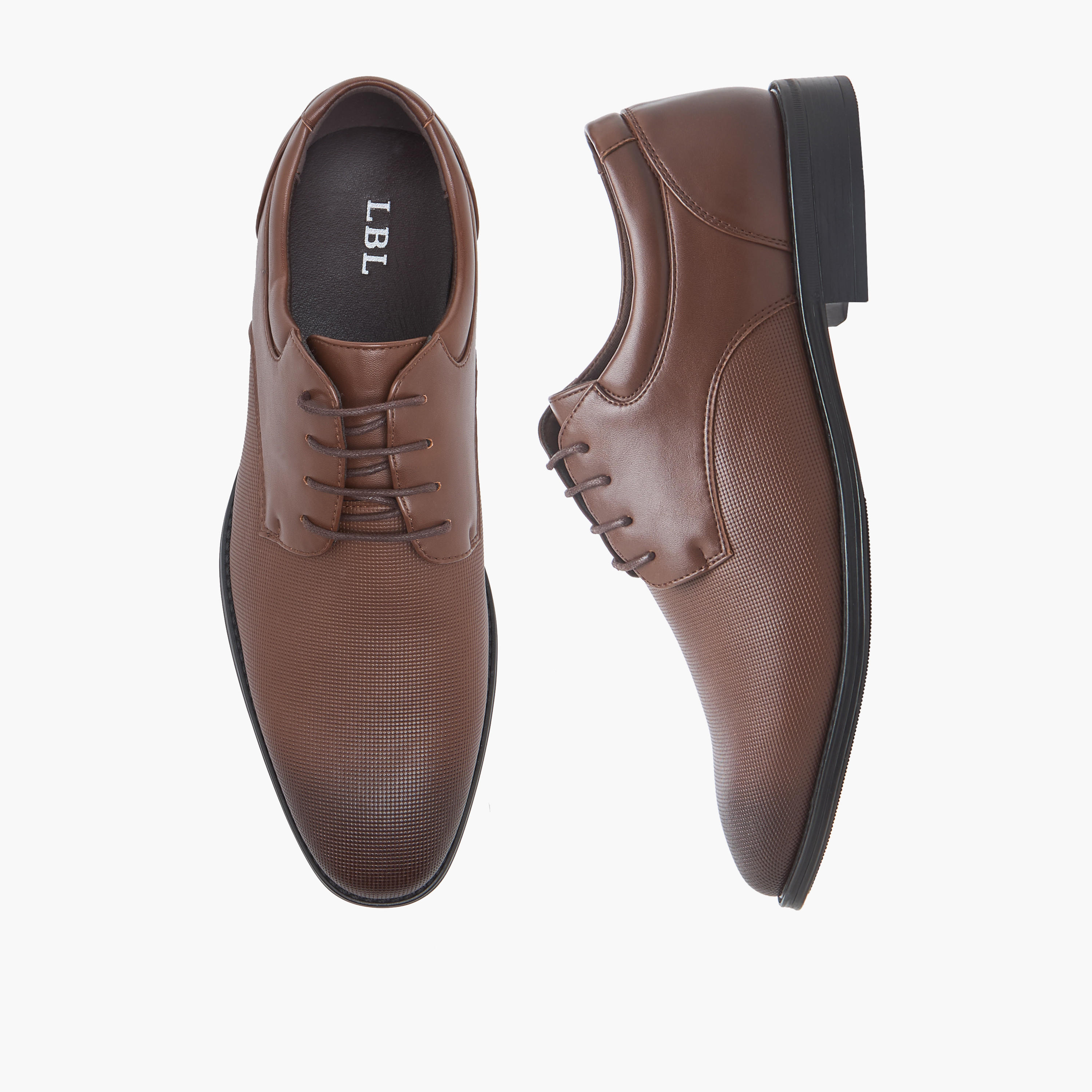 LBL by Shoexpress Men Textured Lace-Up Derby Shoes-men-shoes-formalshoes-image-1