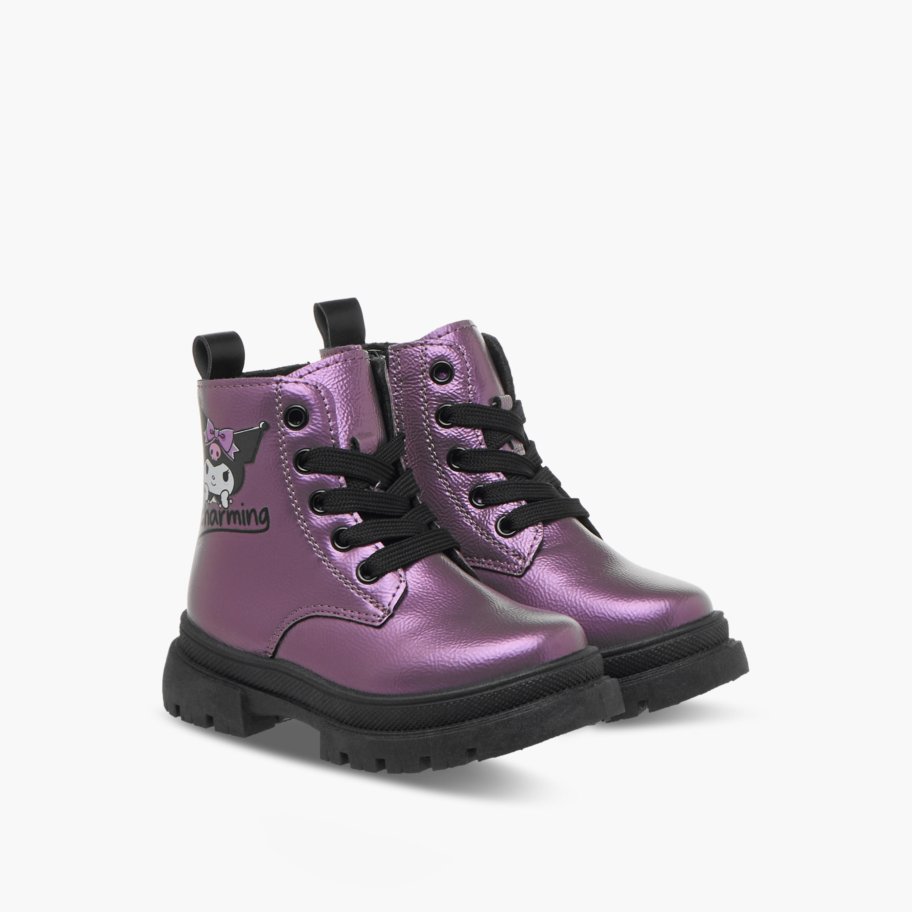 بوت طول الكاحل برباط إغلاق وطبعات-girls-shoes-boots-image-1