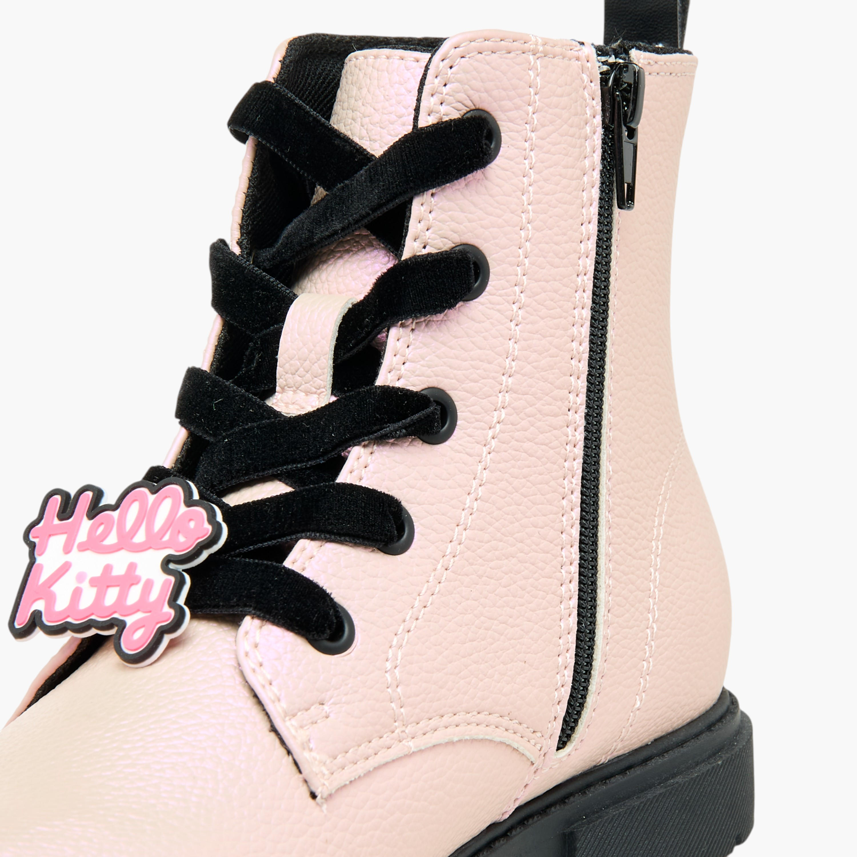 Hello Kitty Printed Ankle Boots with Zip Closure-girls-shoes-boots-image-4