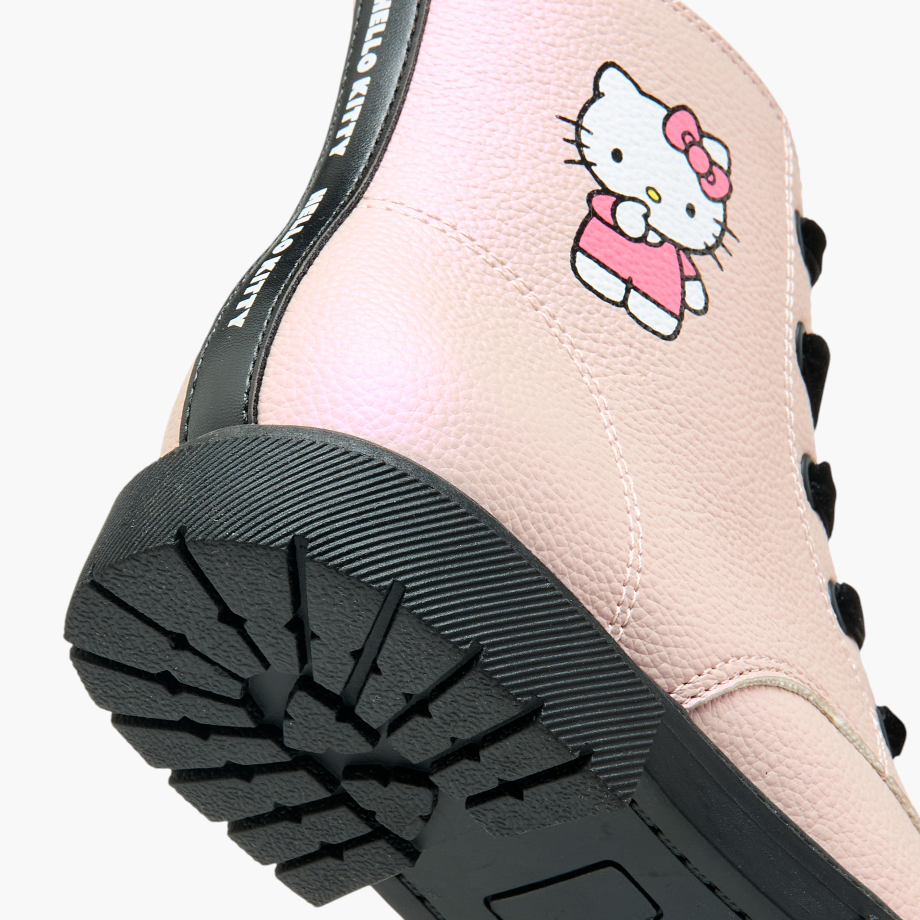 Hello Kitty Printed Ankle Boots with Zip Closure-girls-shoes-boots-image-5