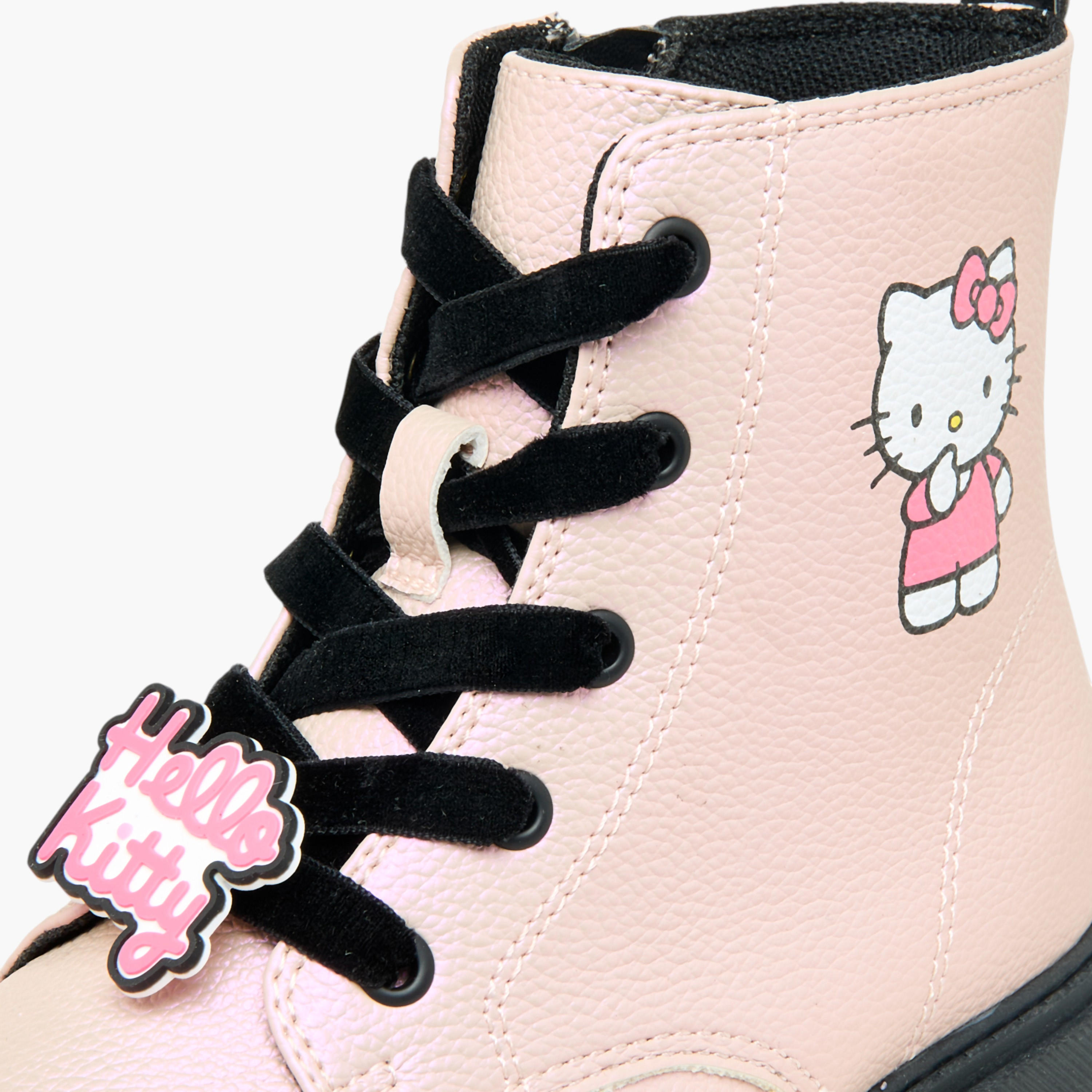 Hello Kitty Printed Ankle Boots with Zip Closure-girls-shoes-boots-image-6
