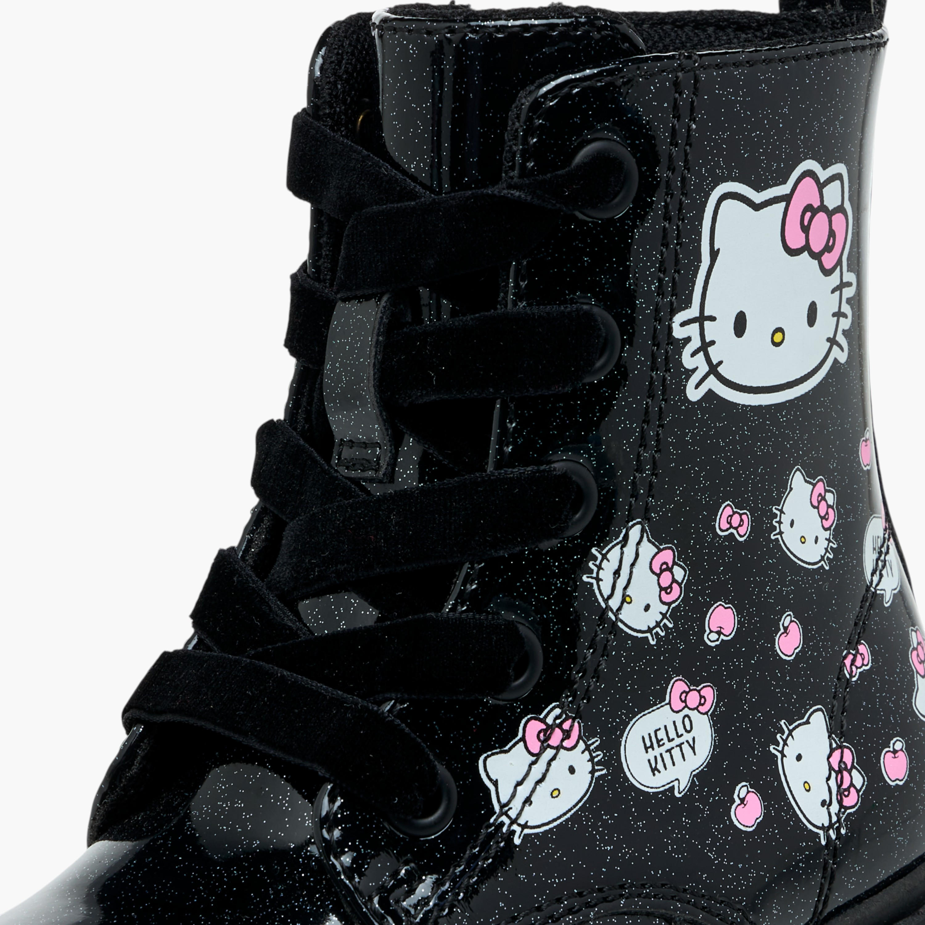 Hello Kitty Printed Ankle Boots with Zip Closure and Pull Tabs-girls-shoes-boots-image-4