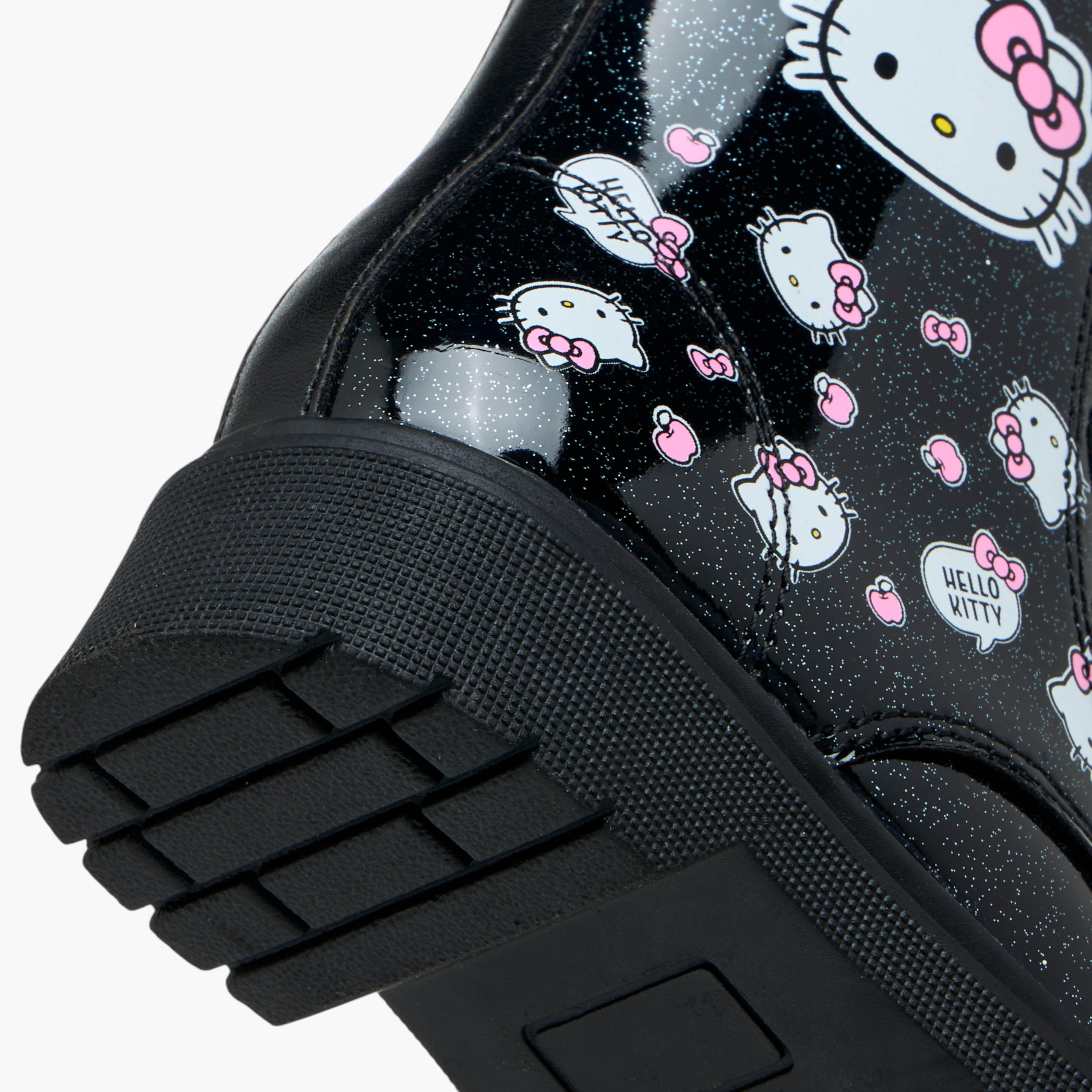 Hello Kitty Printed Ankle Boots with Zip Closure and Pull Tabs-girls-shoes-boots-image-6