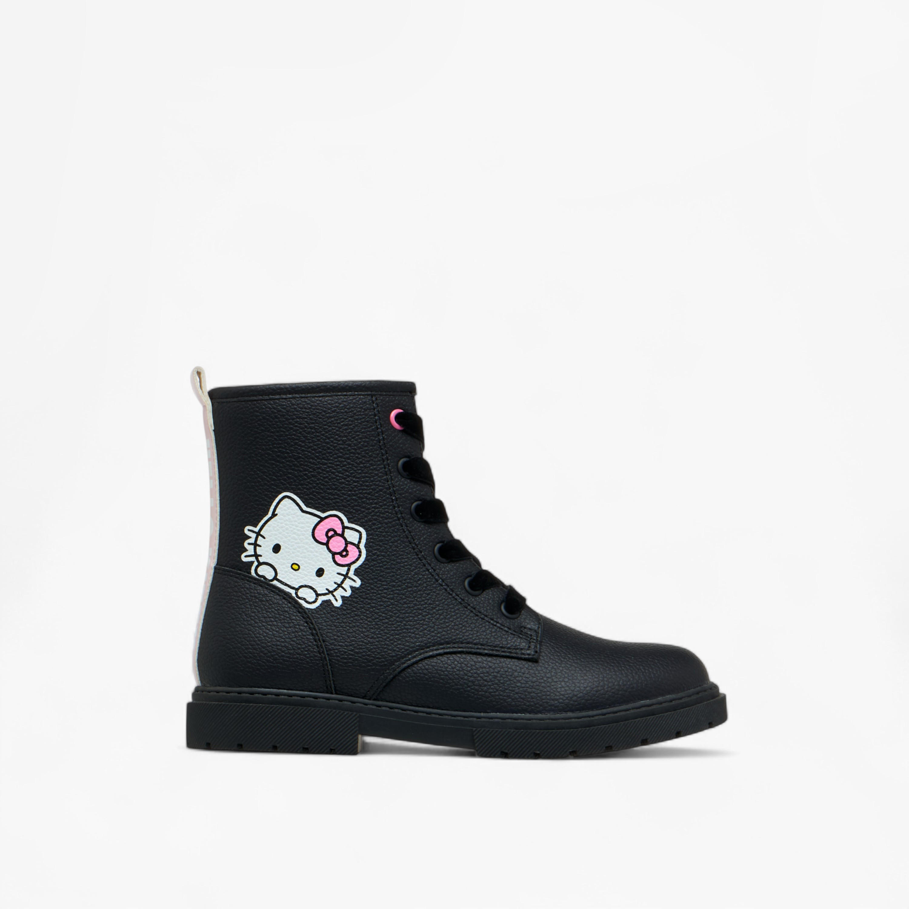Hello Kitty Printed Ankle Boots with Zip Closure and Pull Tab-girls-shoes-boots-image-3