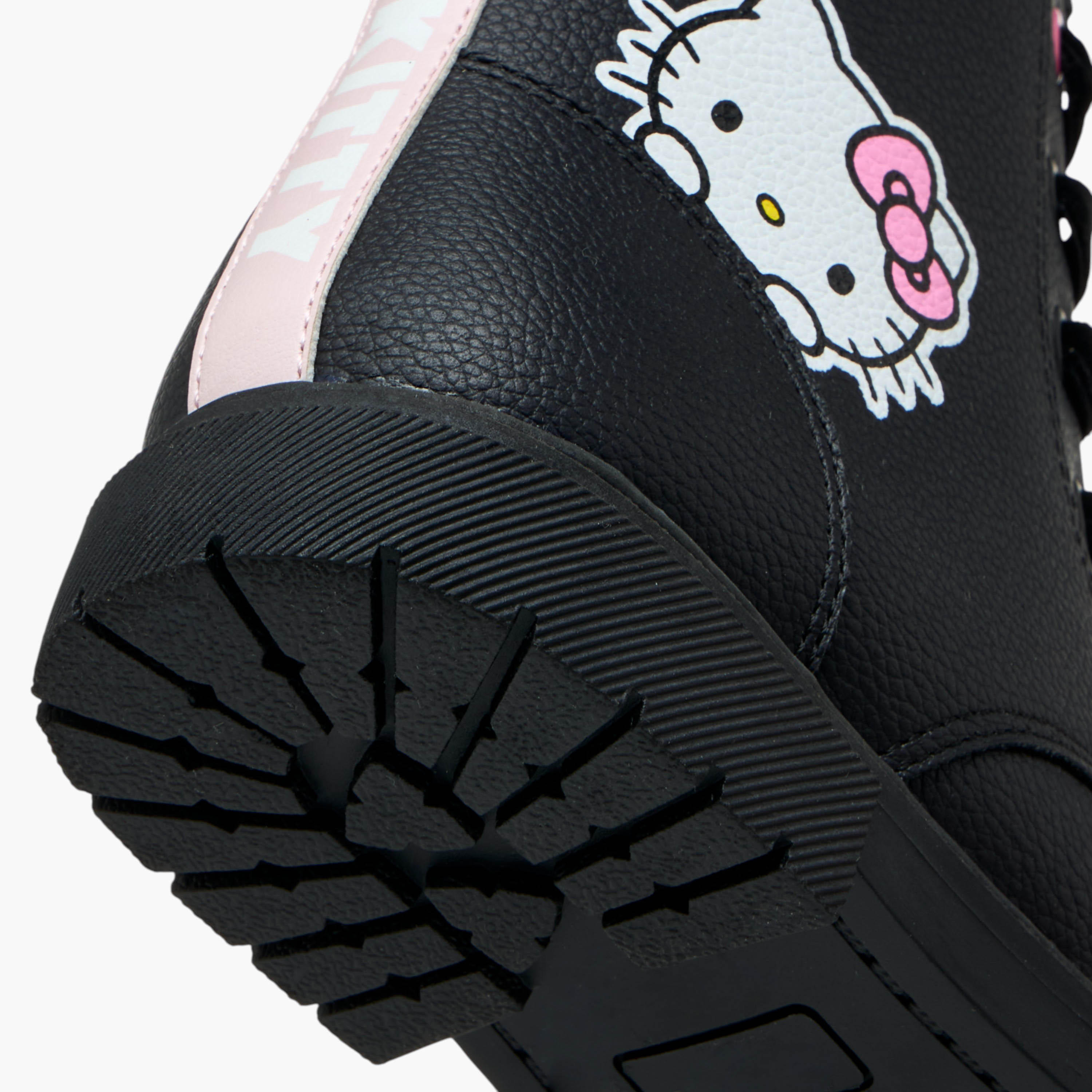 Hello Kitty Printed Ankle Boots with Zip Closure and Pull Tab-girls-shoes-boots-image-6