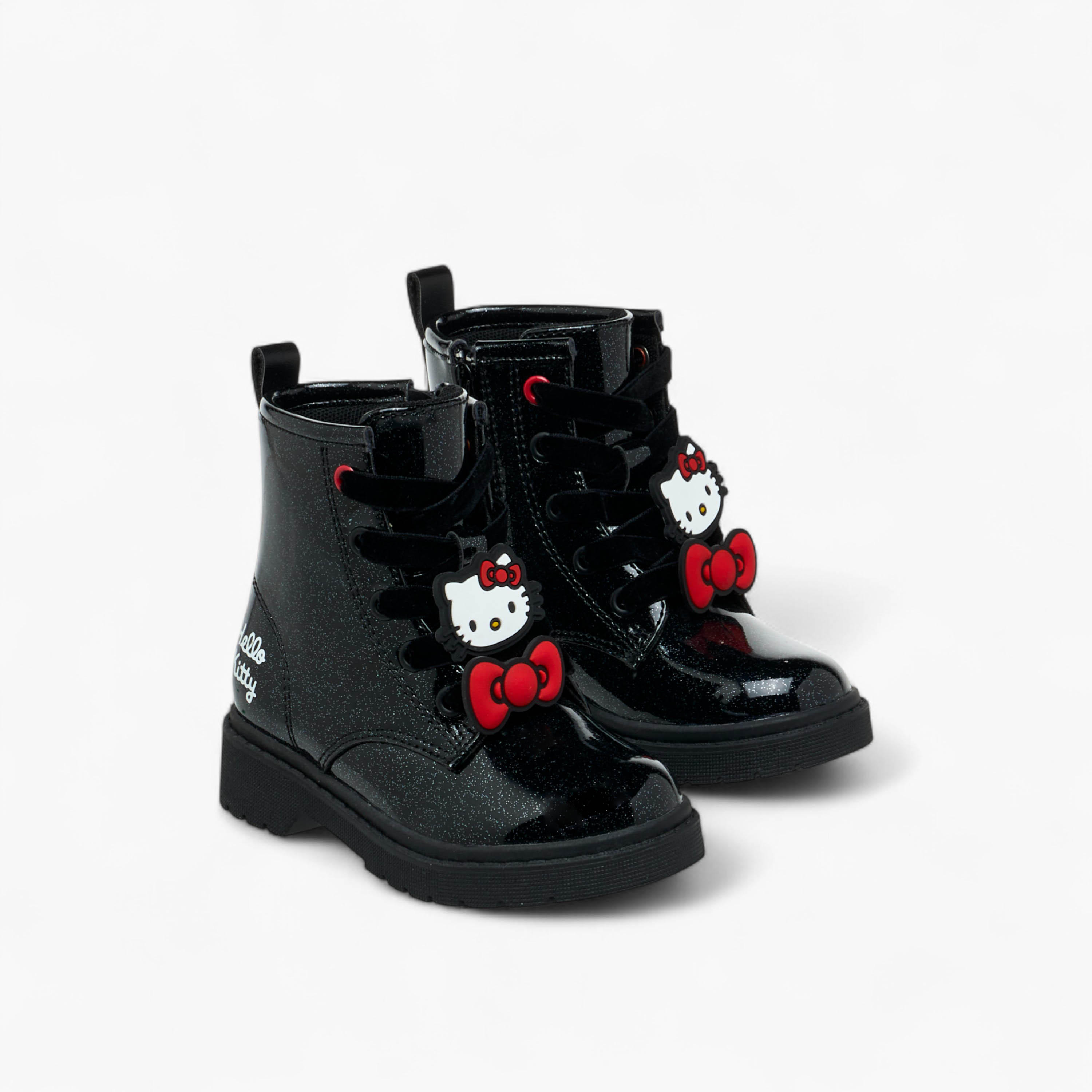 Hello Kitty Applique Accent Ankle Boots with Zip Closure-girls-shoes-boots-image-1
