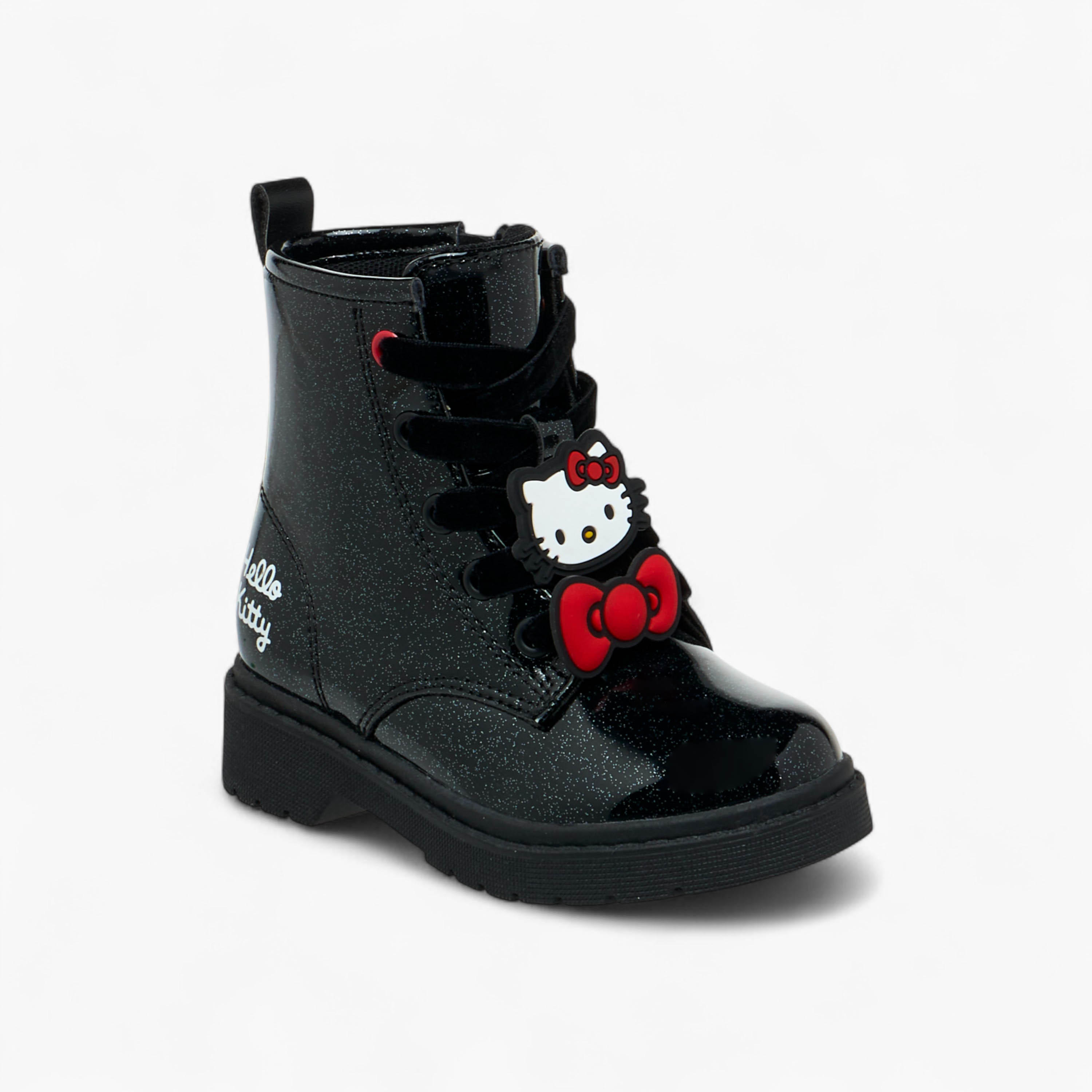 Hello Kitty Applique Accent Ankle Boots with Zip Closure-girls-shoes-boots-image-2