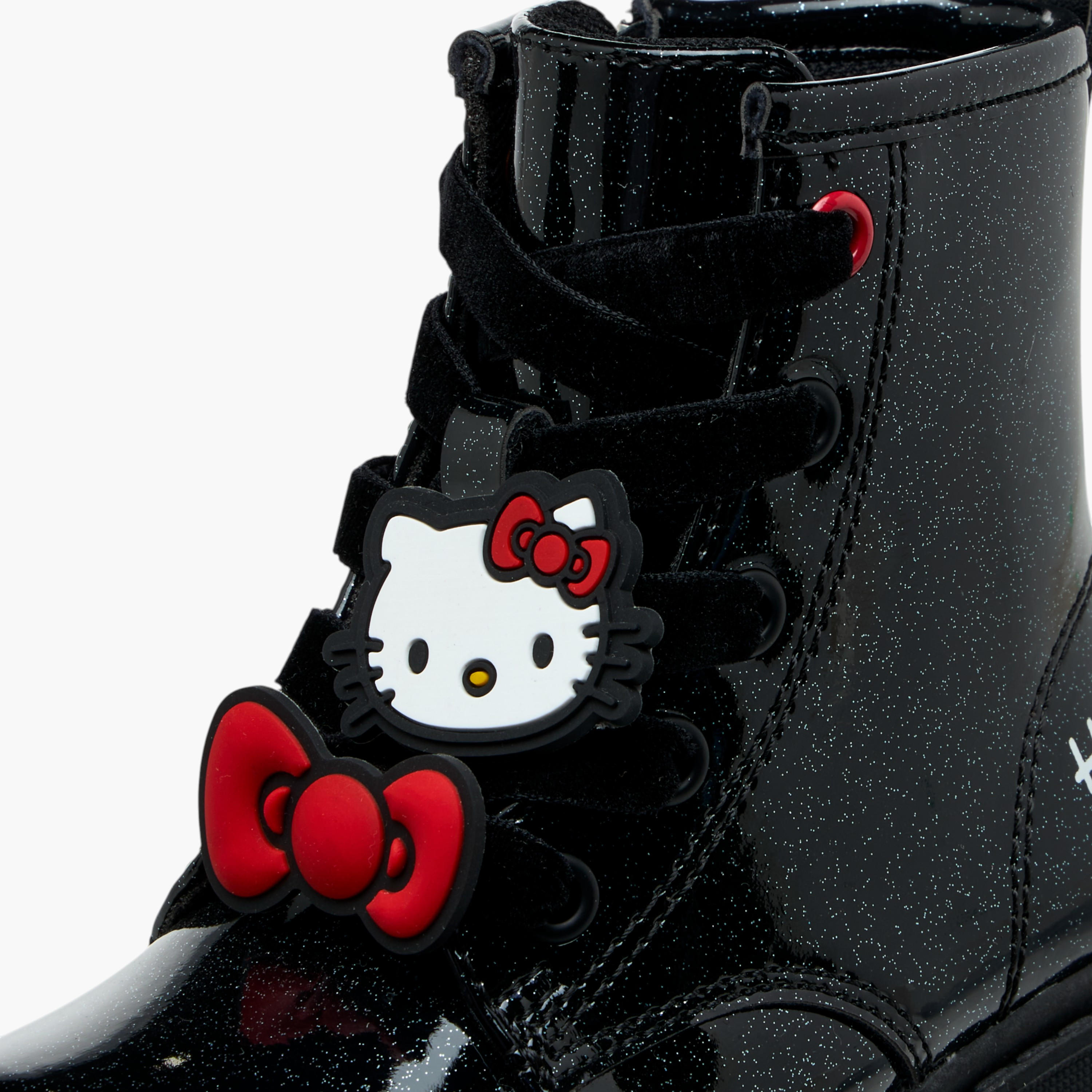 Hello Kitty Applique Accent Ankle Boots with Zip Closure-girls-shoes-boots-image-4