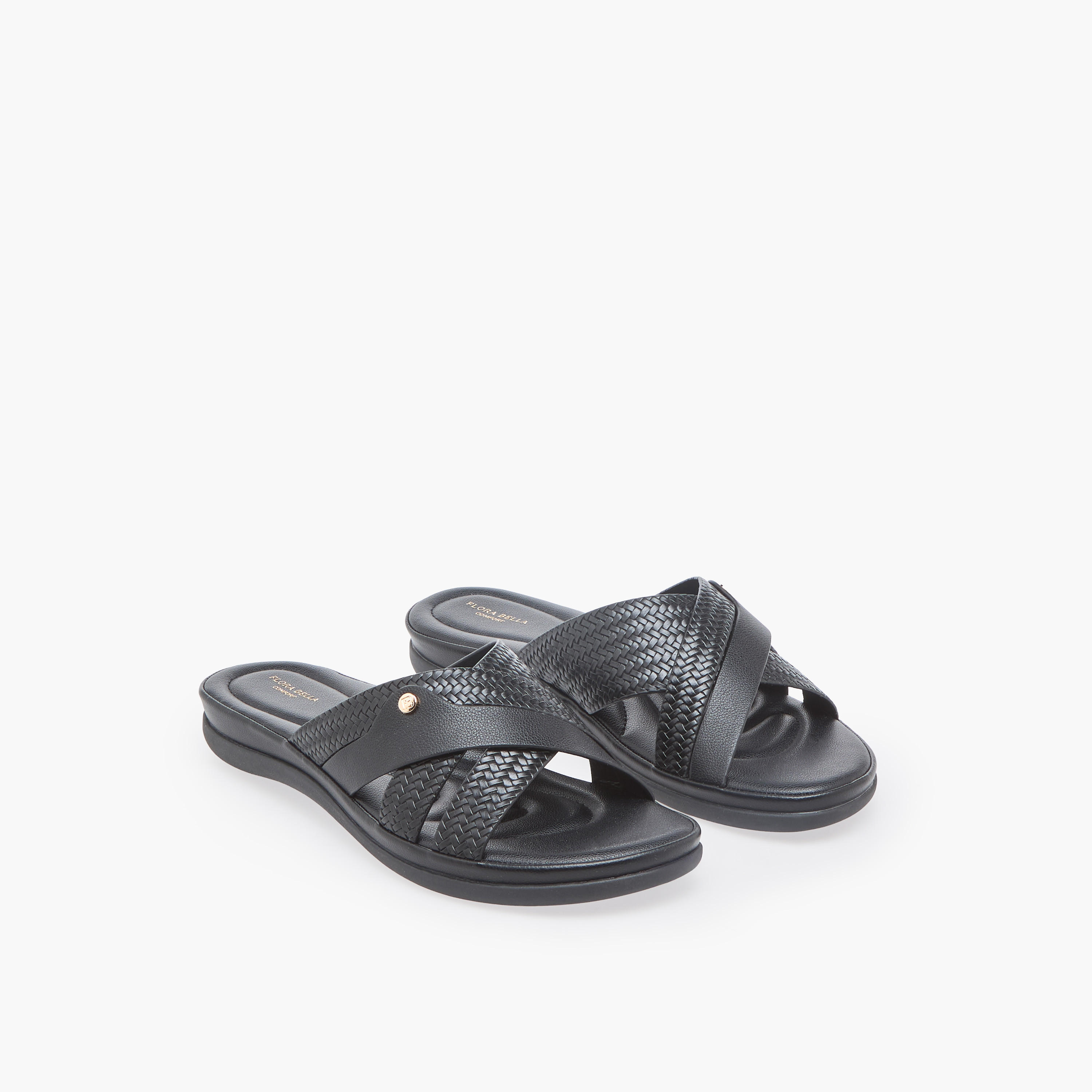 Flora Bella Women Textured Cross Strap Sandals-women-shoes-flats-sandals-image-1
