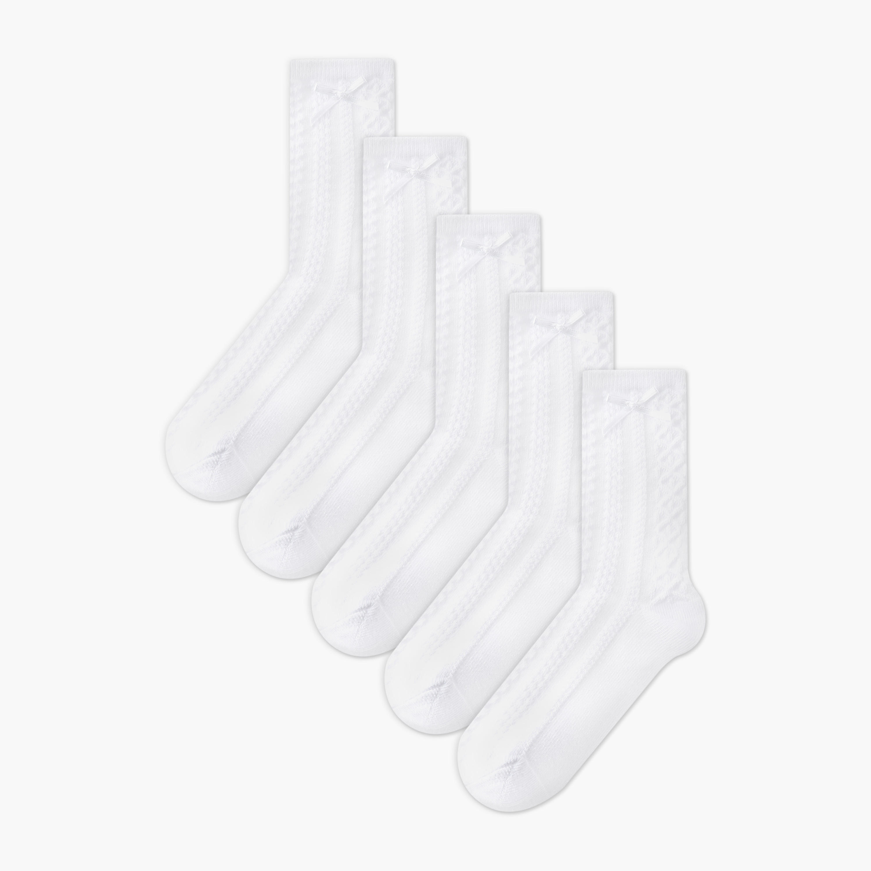 Pack of 5 Juniors Girls School Socks with Bow Accent-girls-accessories-socks-image-1