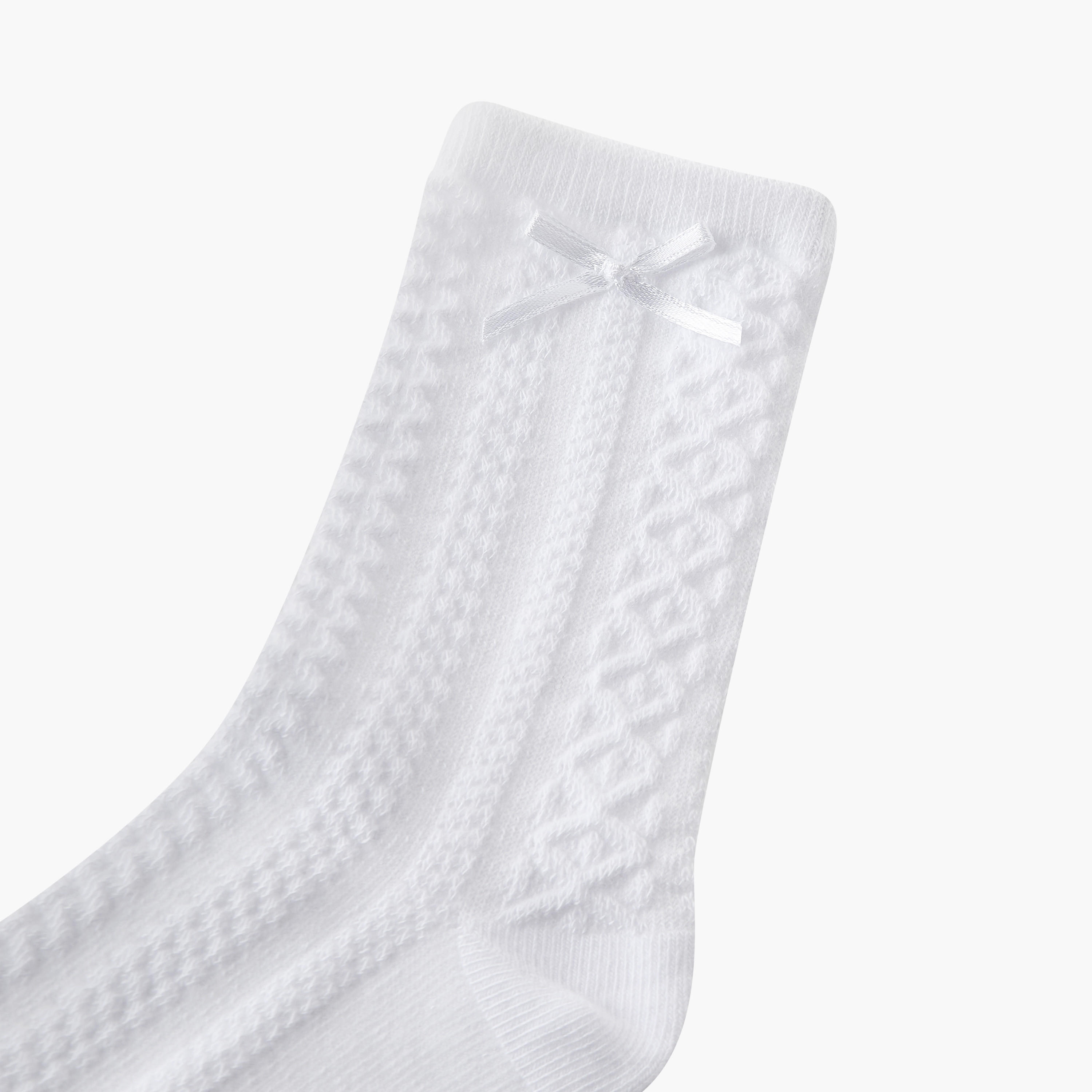 جوارب مدرسية بتفصيلة فيونكة للبنات من جونيورز - طقم من 5 أزواج-girls-accessories-socks-image-2