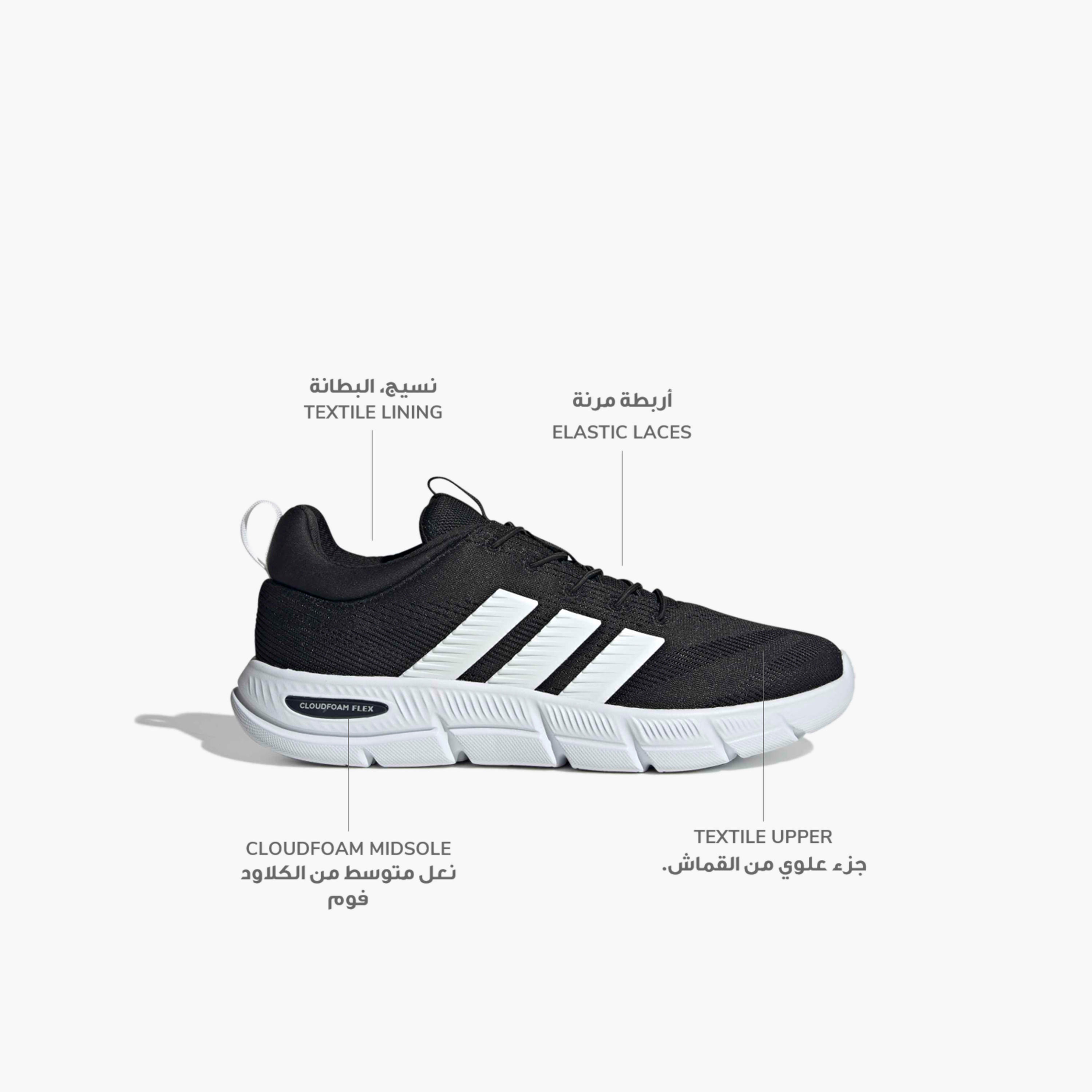Adidas Men Cloudfoam Flex - Elastic Laces Slip-On Sneakers-sports-men-shoes-image-2