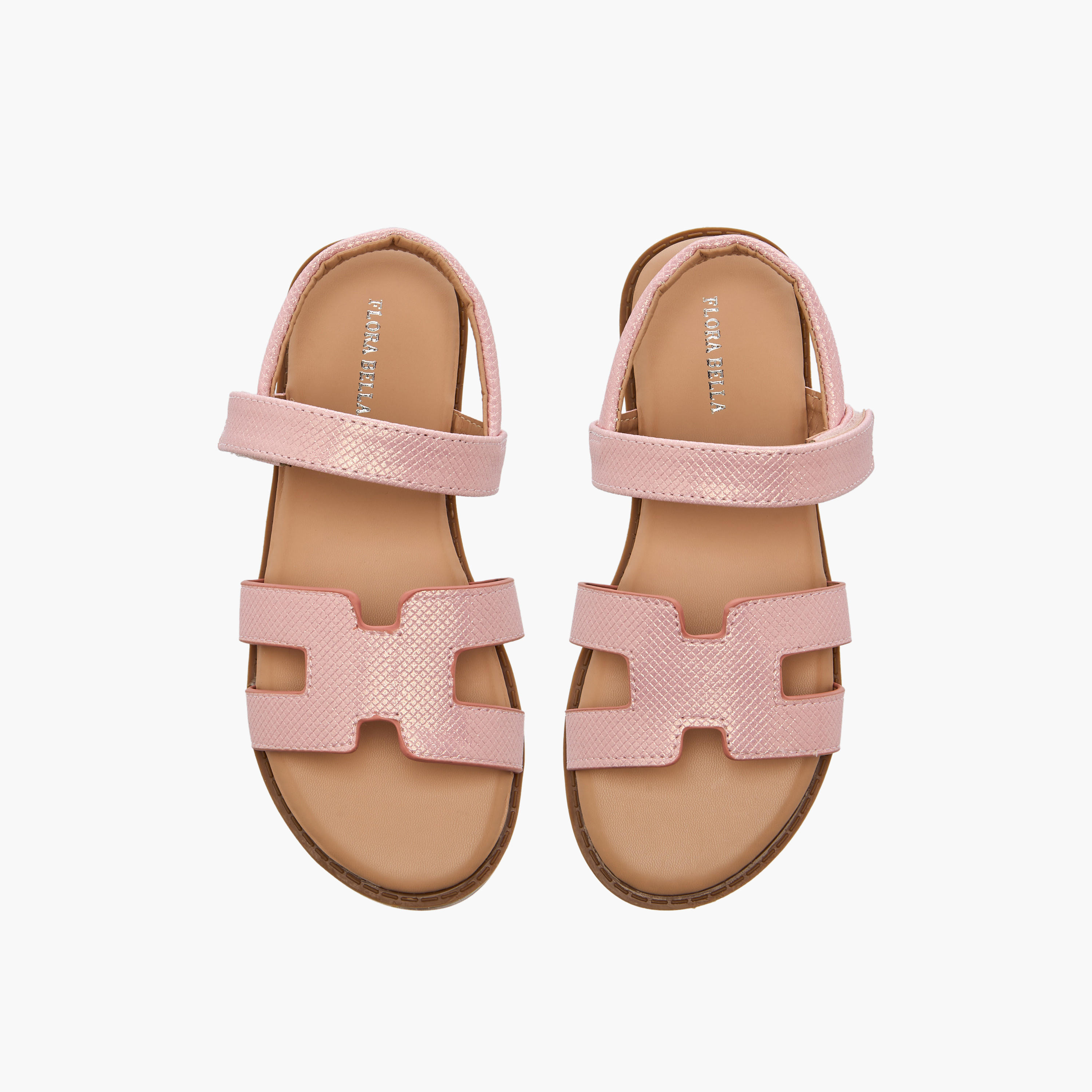صندل بارز الملمس بشريط إغلاق لاصق للبنات من فلورا بيلا-girls-shoes-sandals-image-1