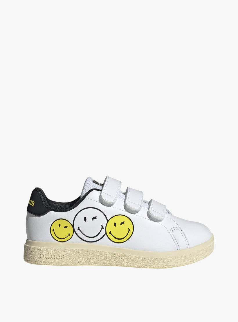 adidas Kids' ADVANTAGE SMILEY CF Sneakers with Hook and Loop Closure - IH6251-boys-shoes-schoolshoes-image-2