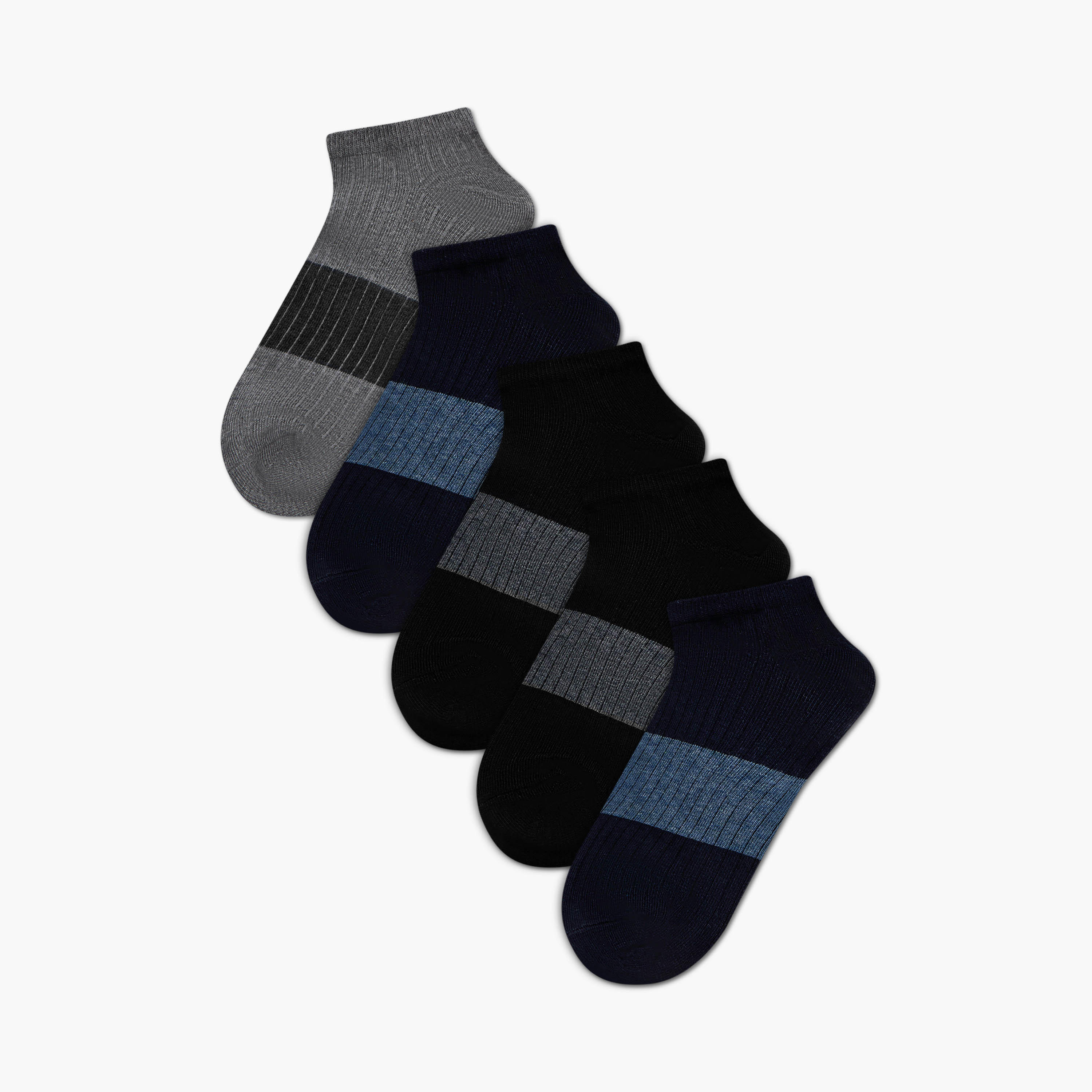 Duchini Textured Ankle Length Socks - Set of 5-men-socks-image-1