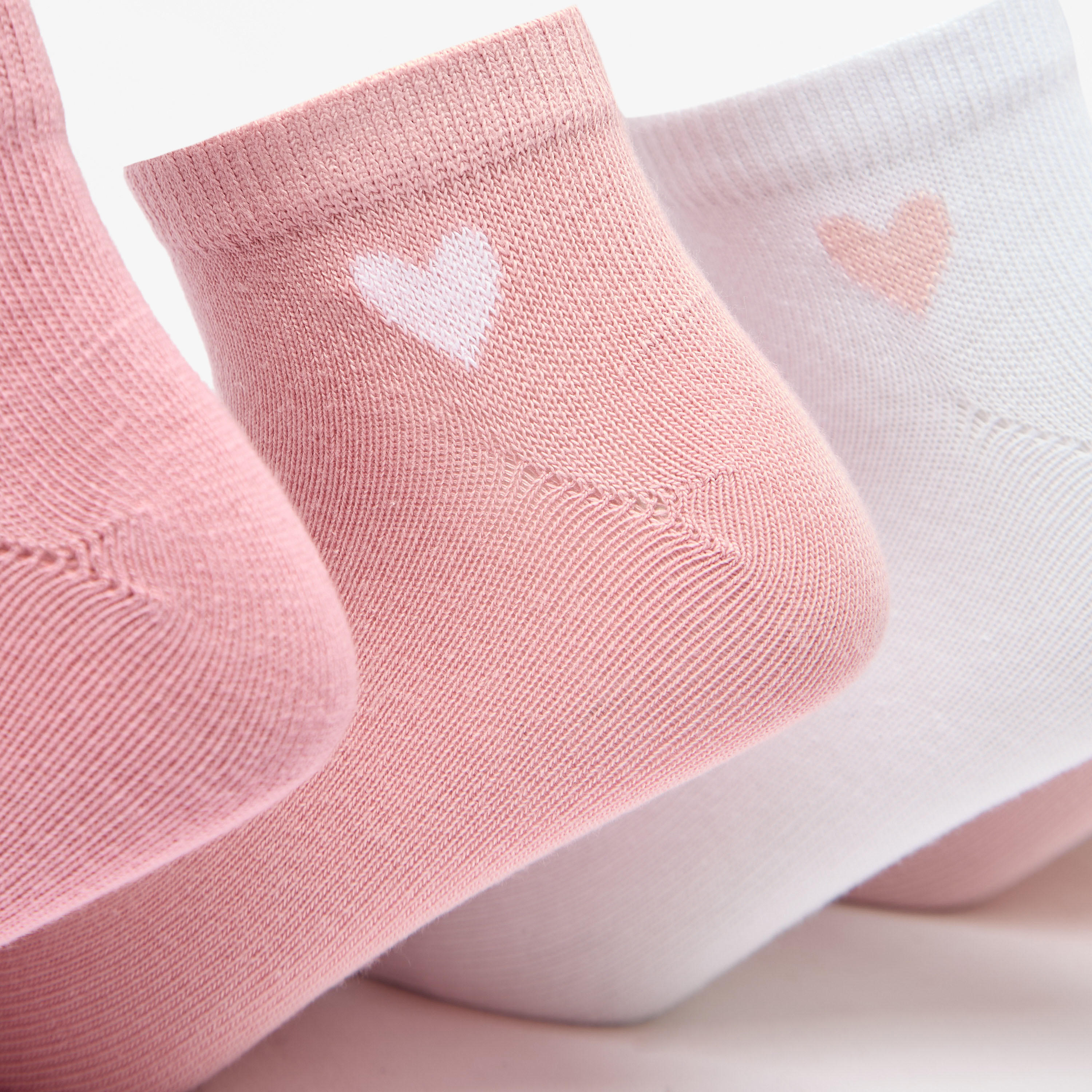 Little Missy Heart Print Ankle Length Socks - Set of 5-girls-accessories-socks-image-2
