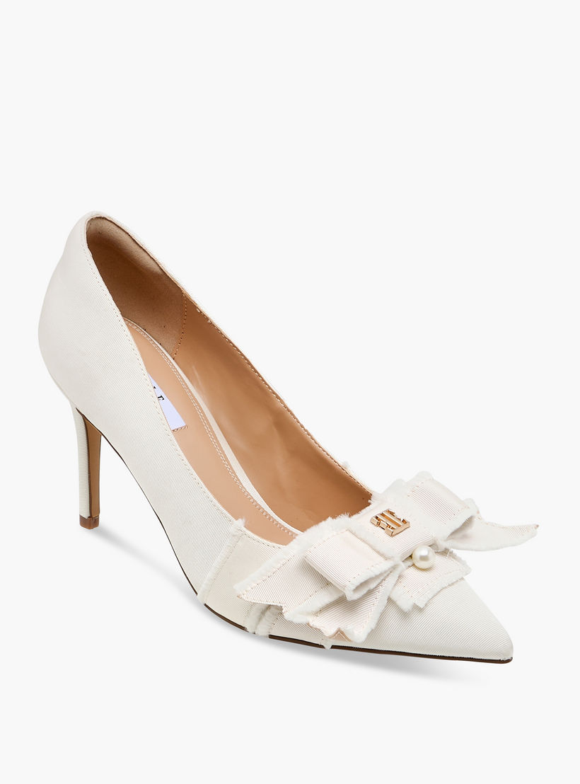 Elle Women's Bow Accent Slip-On Pumps with Stiletto Heels-women-shoes-heels-image-2