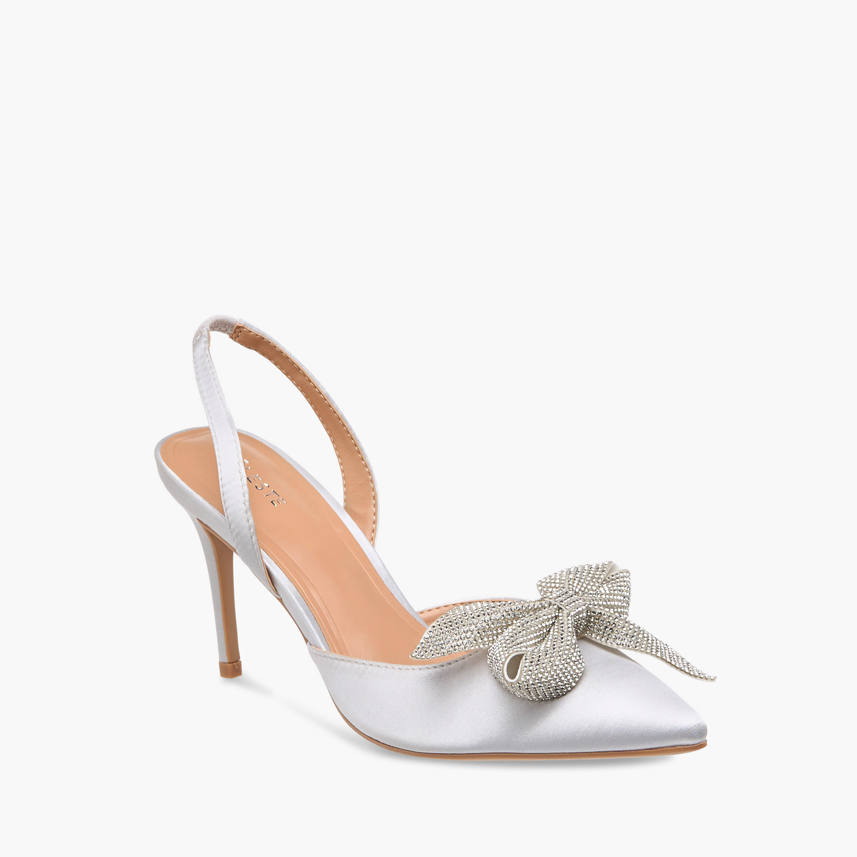 Celeste Women's Bow Embellished Slingback Shoes with Stiletto Heels-women-shoes-heels-image-2