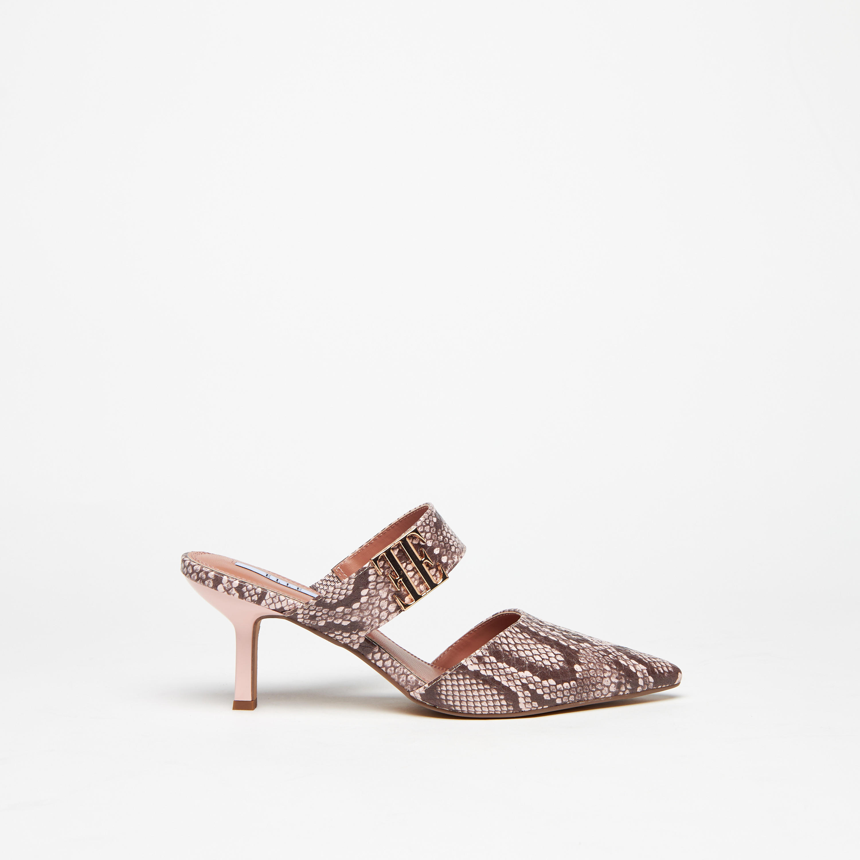 Elle Women's Slip-On Mules with Stiletto Heels and Metallic Detail-women-shoes-heels-image-1