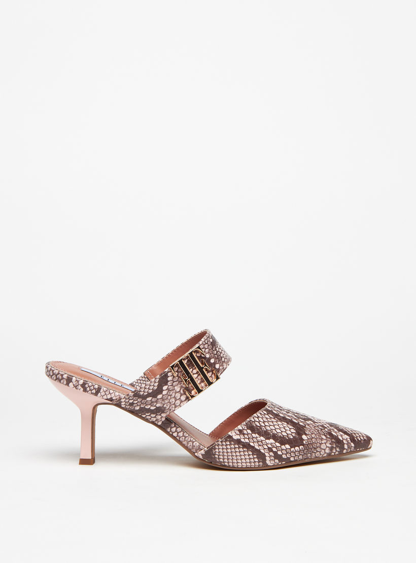 Elle Women's Slip-On Mules with Stiletto Heels and Metallic Detail-women-shoes-heels-image-1