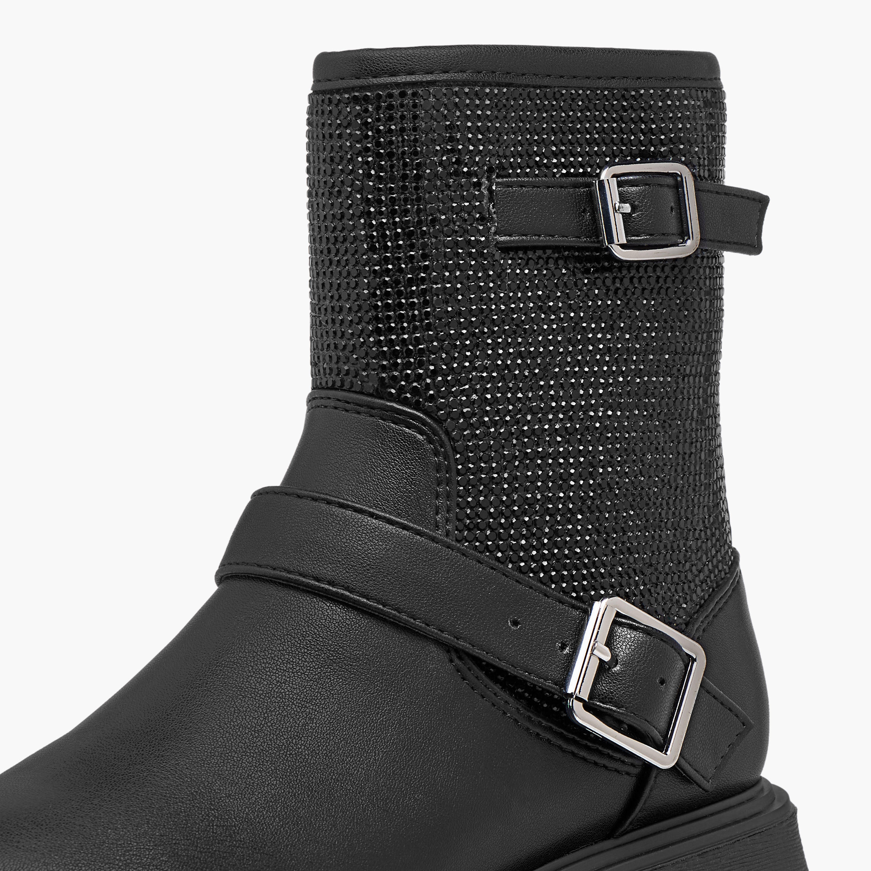 Celeste Girls' Buckle Accent High Cut Boots with Zip Closure-girls-shoes-boots-image-4