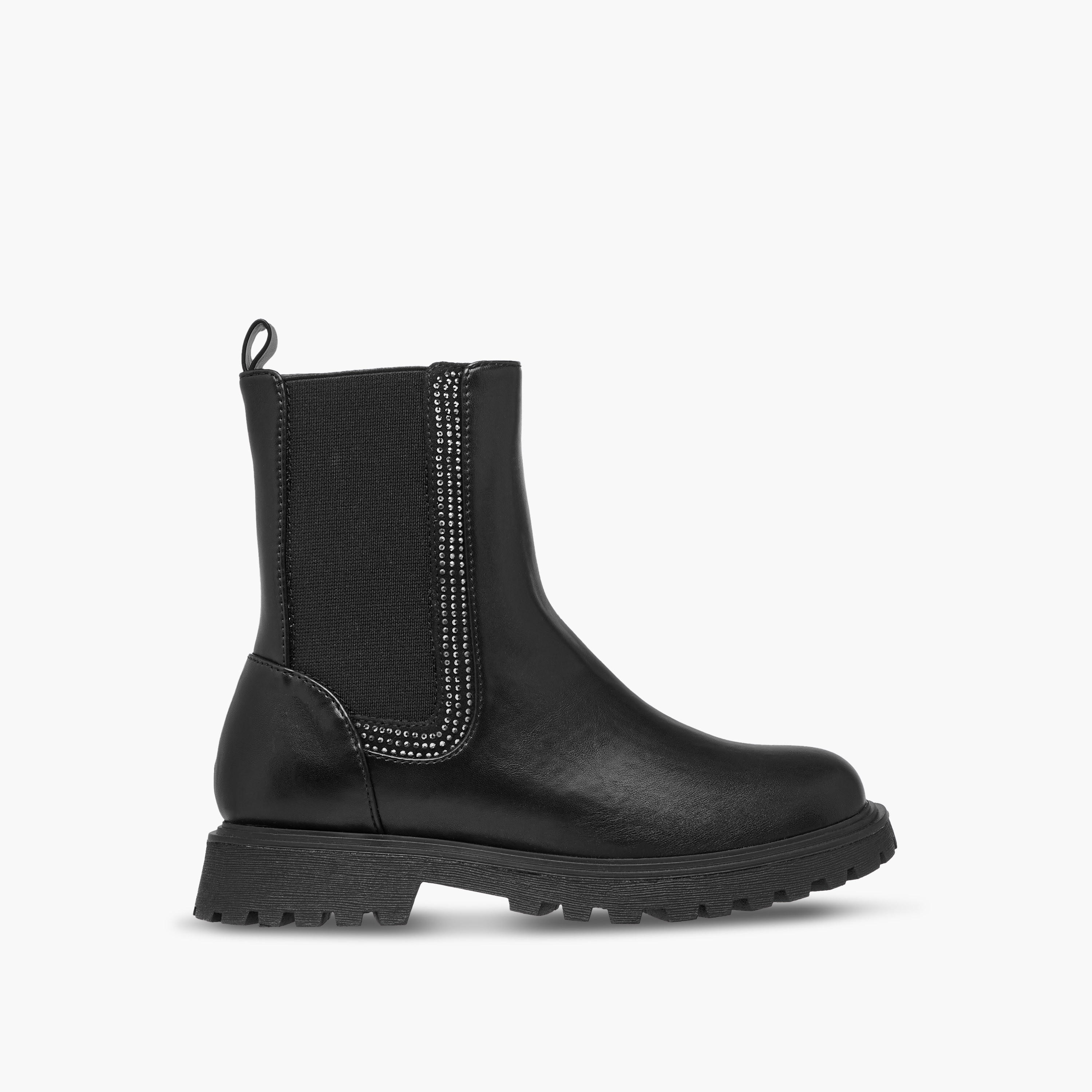 Little Missy Embellished High Cut Boots with Zip Closure and Pull Tabs-girls-shoes-boots-image-3
