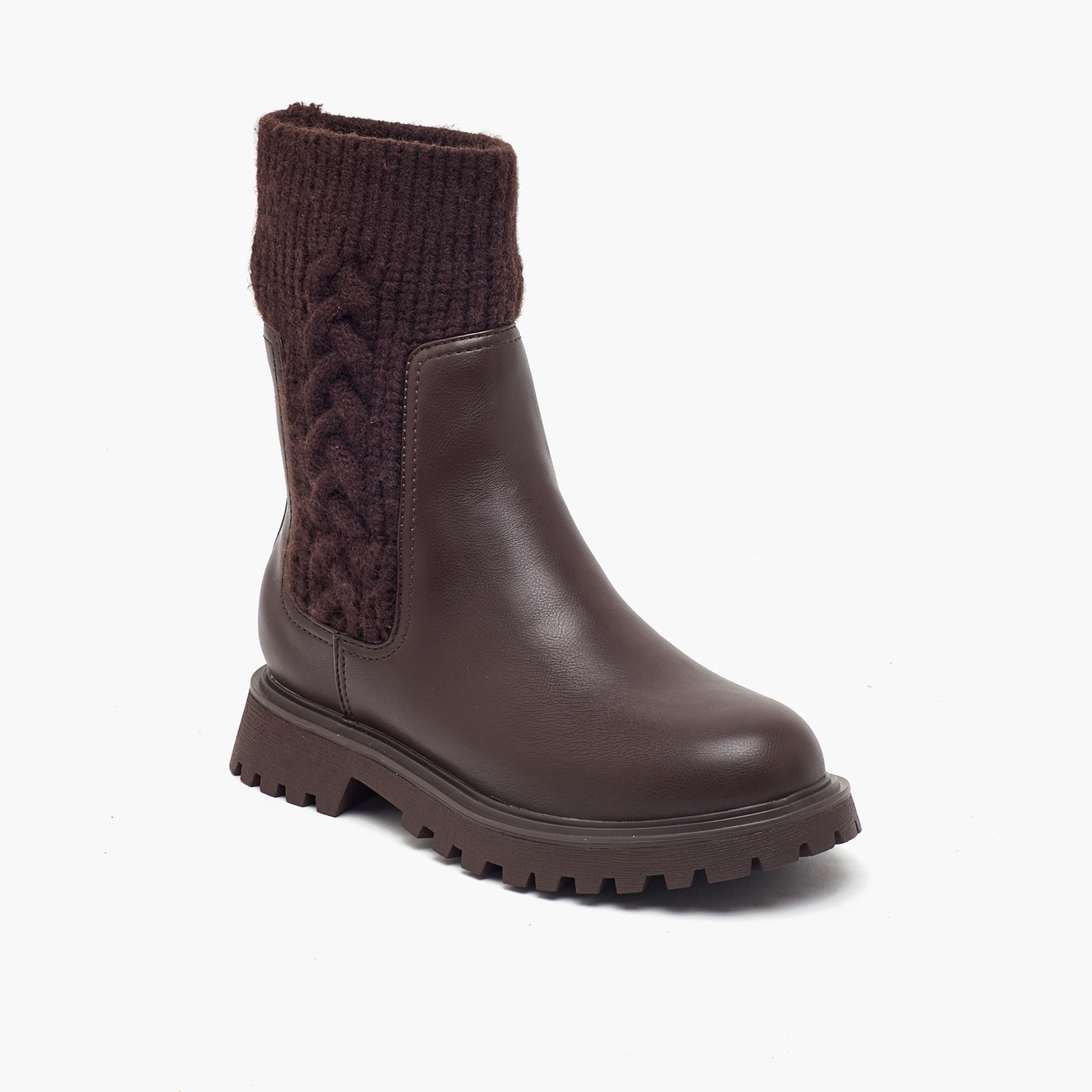 بوت سادة بقصة عالية وحياكة مضفّرة من ليتل ميسي-girls-shoes-boots-image-2