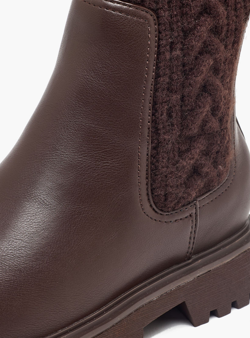 بوت سادة بقصة عالية وحياكة مضفّرة من ليتل ميسي-girls-shoes-boots-image-4