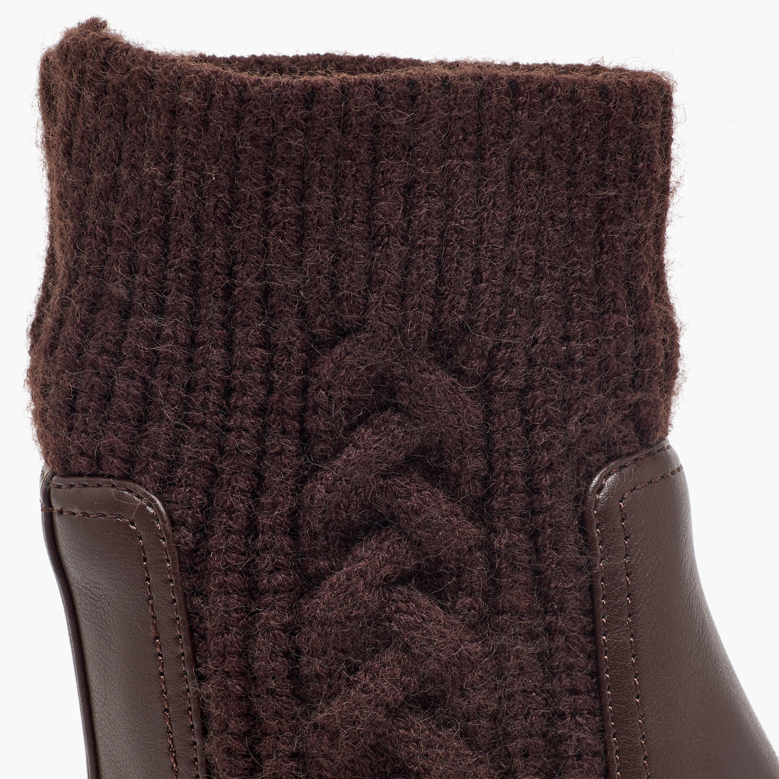 بوت سادة بقصة عالية وحياكة مضفّرة من ليتل ميسي-girls-shoes-boots-image-6